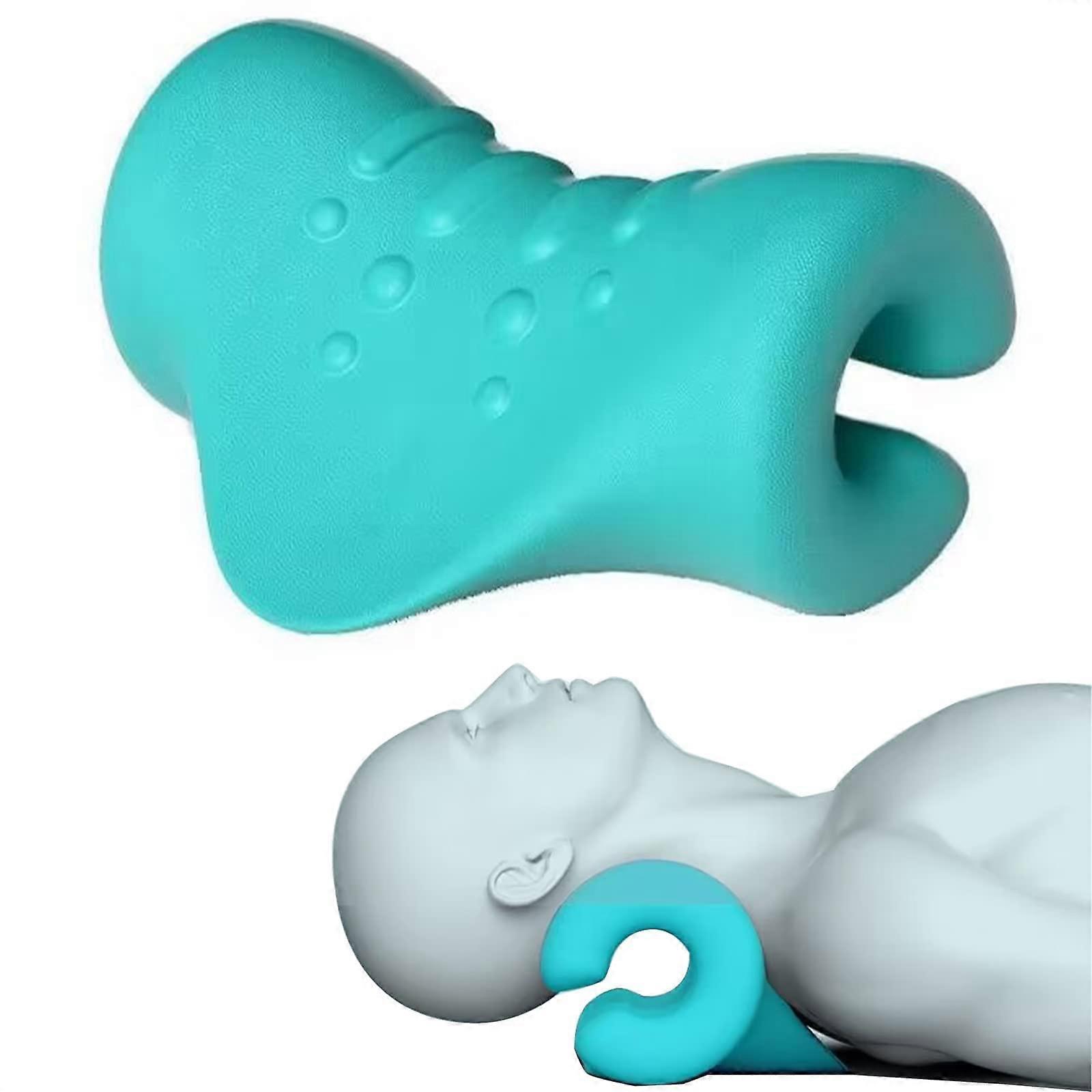 Neck Stretcher For Pain Relief Cloud Cervical Traction Device Pillow Spine Alignment Light Blue 2 Modes Shoulder Relaxer