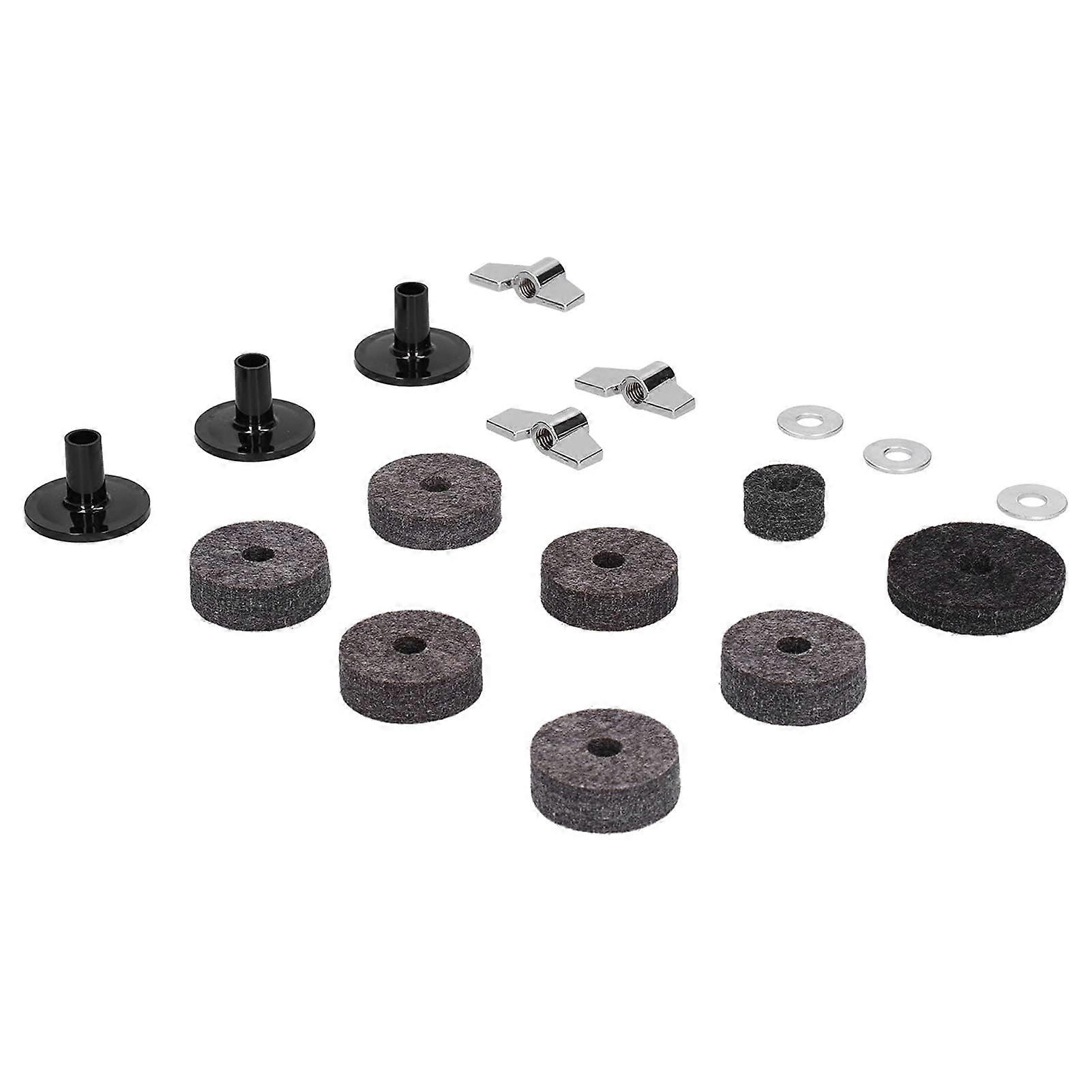 18Piece Grey Cymbal Replacement Accessories Set, HiHat Felt Cymbal Sleeves with Base Wing Nuts and Washers for Drums