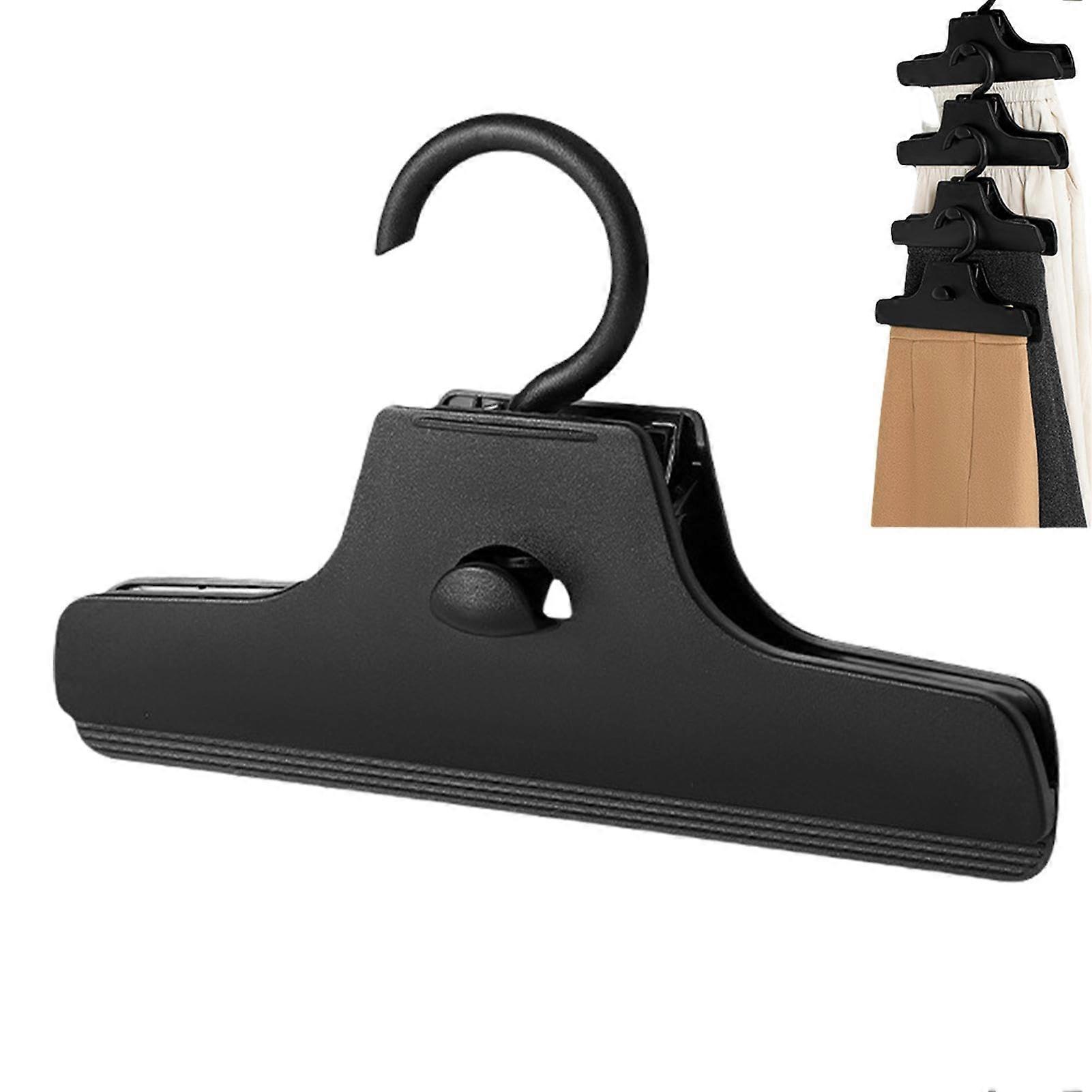 Skirt Hangers with Clips - Non-Slip Silicone Layer Heavy Duty Skirt Hangers for Closet Organization, Black Color