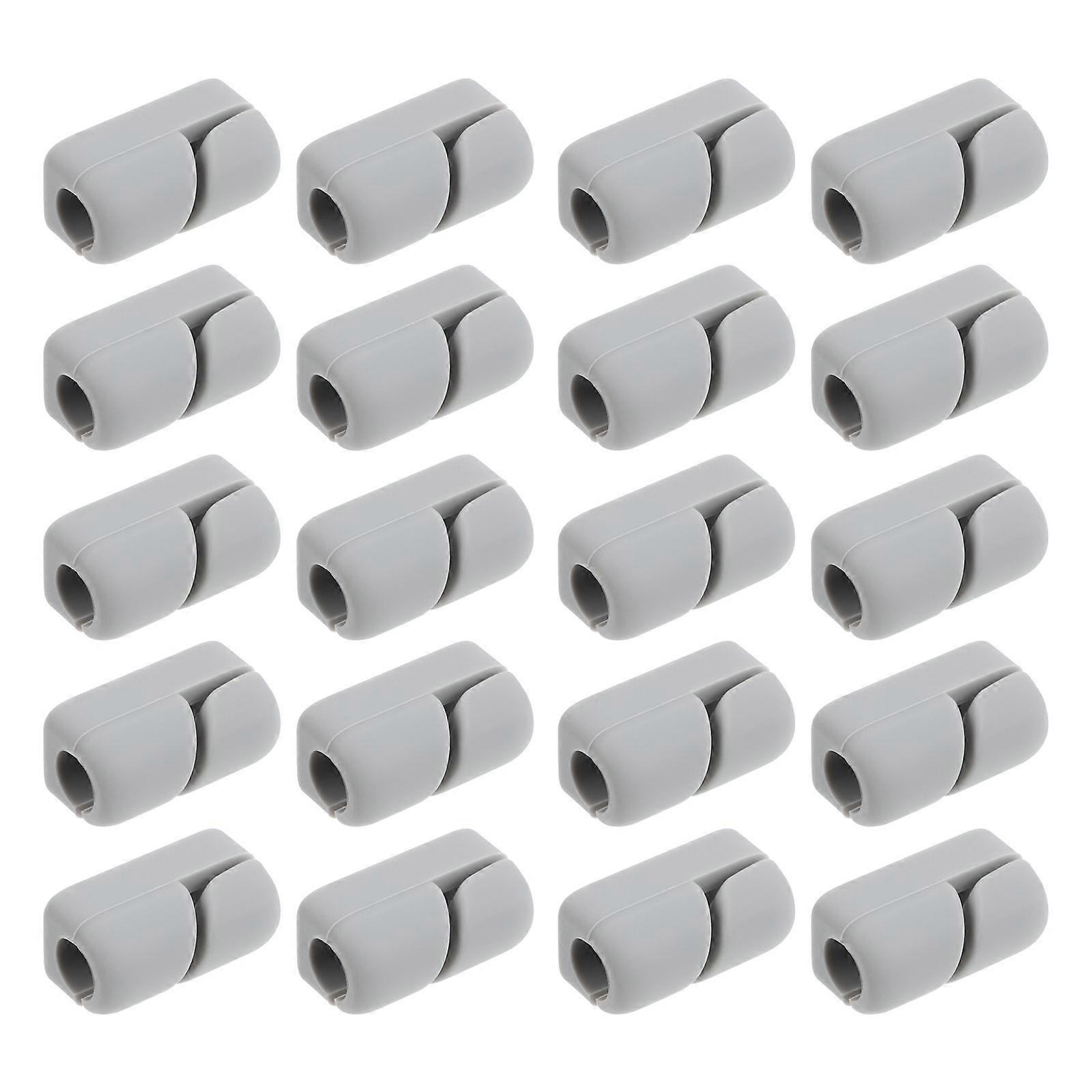 20 Pcs Silver Cable Management Clips for Storage Use Durable Silicone Wire Organizers