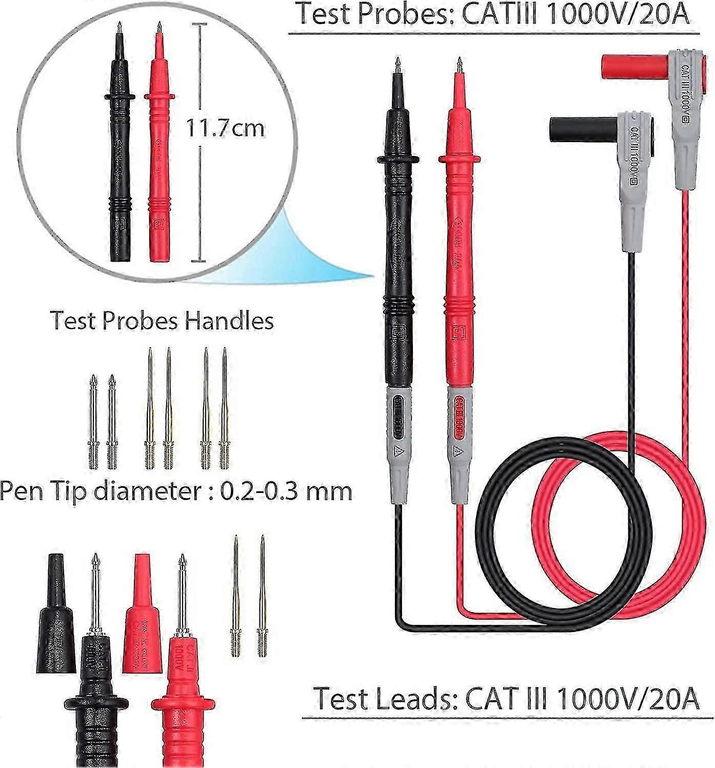 Multimeter Test Leads, 24pcs Electrical Multimeter Test Leads With Alligator Clips, Test Probe, Spring Plug, Banana Plug For Multimeters Electrical Am