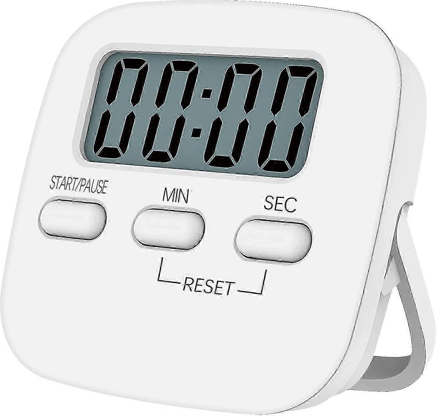 Magnetic Kitchen Timer With Large Lcd Display, With Stopwatch, Loud Alarm And Countdown Timer, White