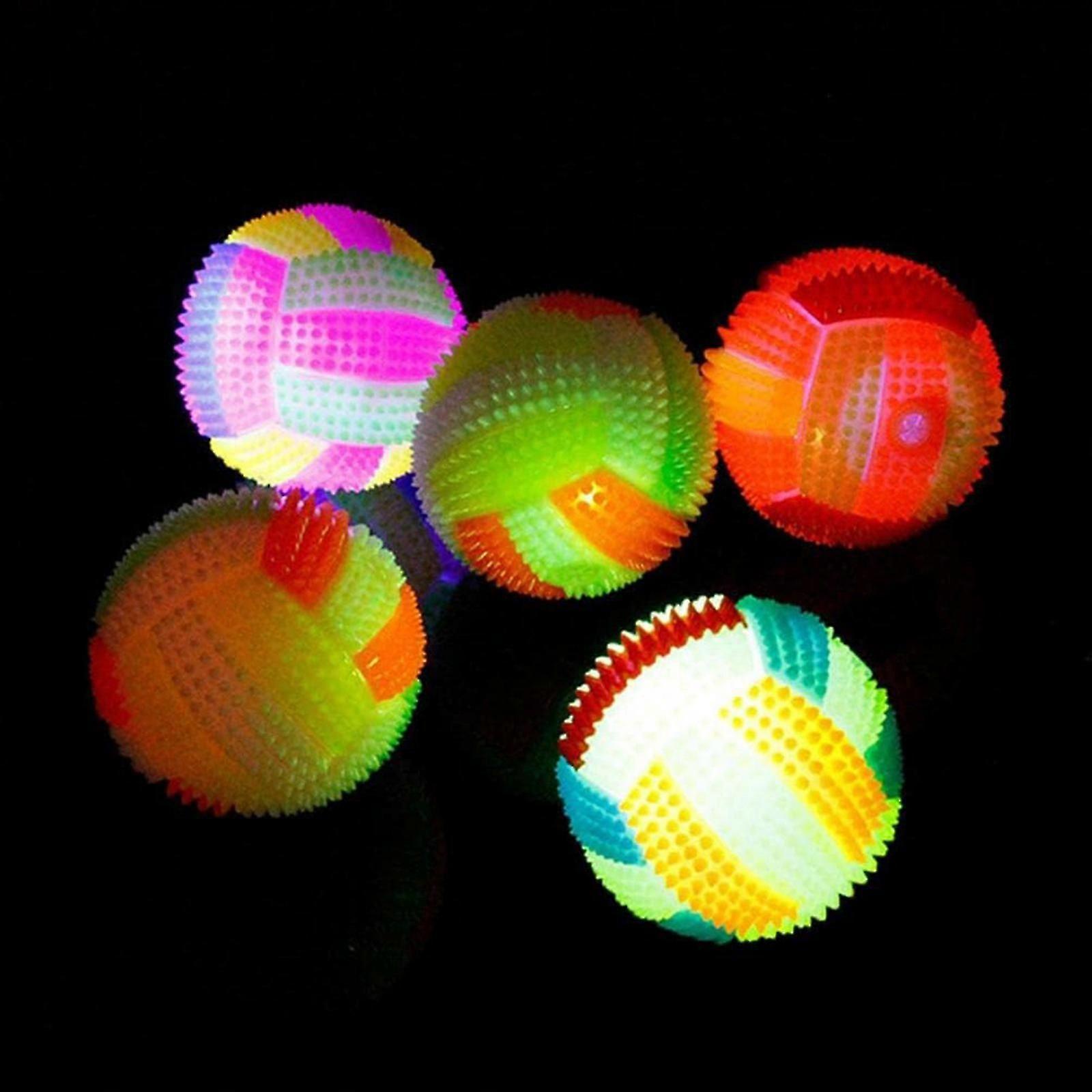 5Pcs Flashing Light Up Bouncy Balls, Soft Spike Light Up Bouncy Balls, Massage Bouncing Sensory Balls, Glowing Elastic Jumping Balls