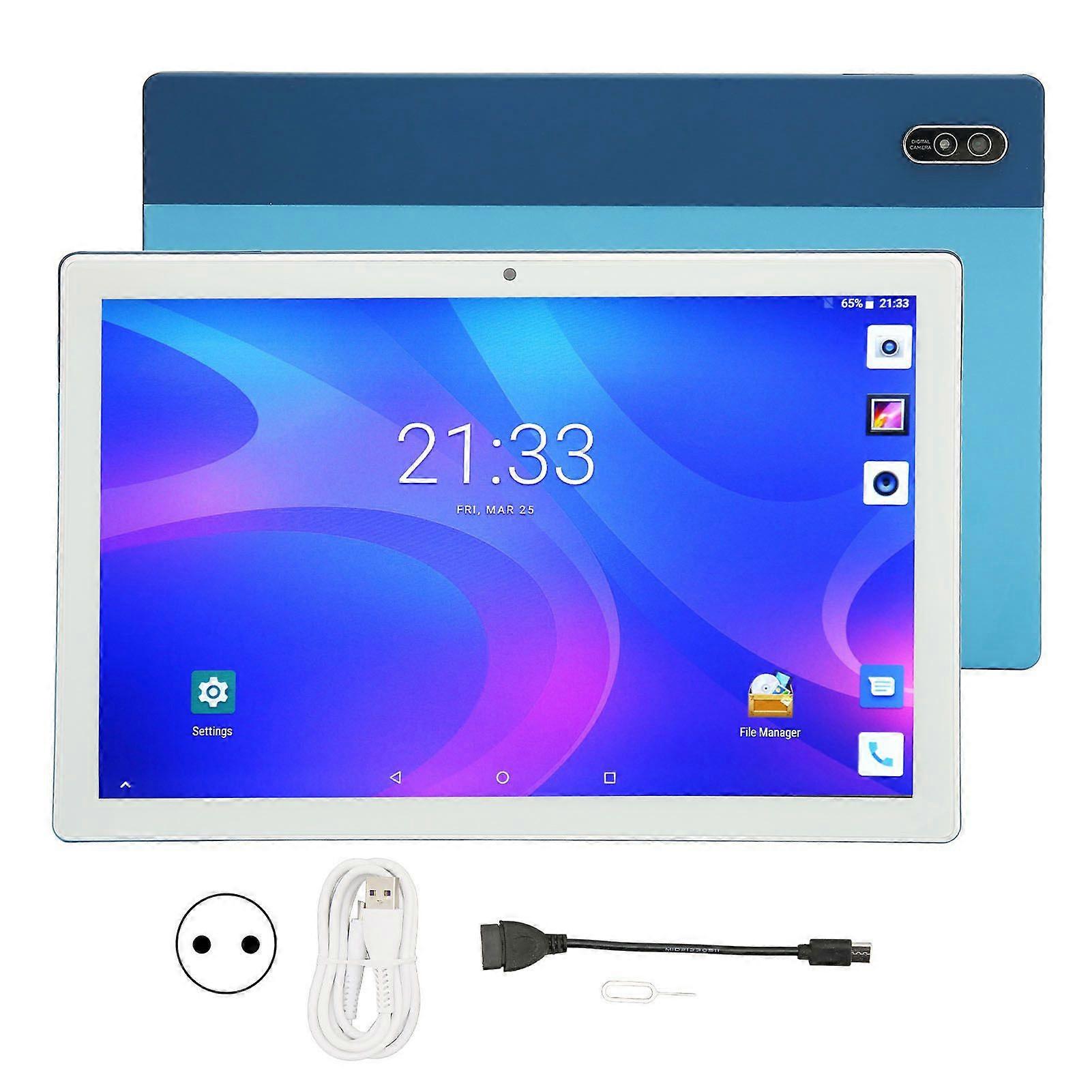 10 Inch Tablet Octa Core Processor 8GB 256GB for Android 11 2.4G 5G WIFI 8MP 13MP 1920x1200 IPS 8800mAh Blue Tablet 100240V EU Plug