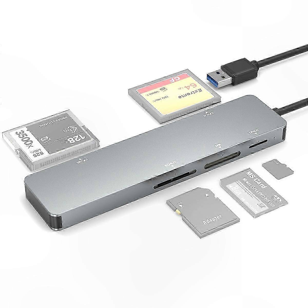 USB 3.0 Multi-Card Reader for CF, CFast, SD, MS, TF Cards - Silver Grey