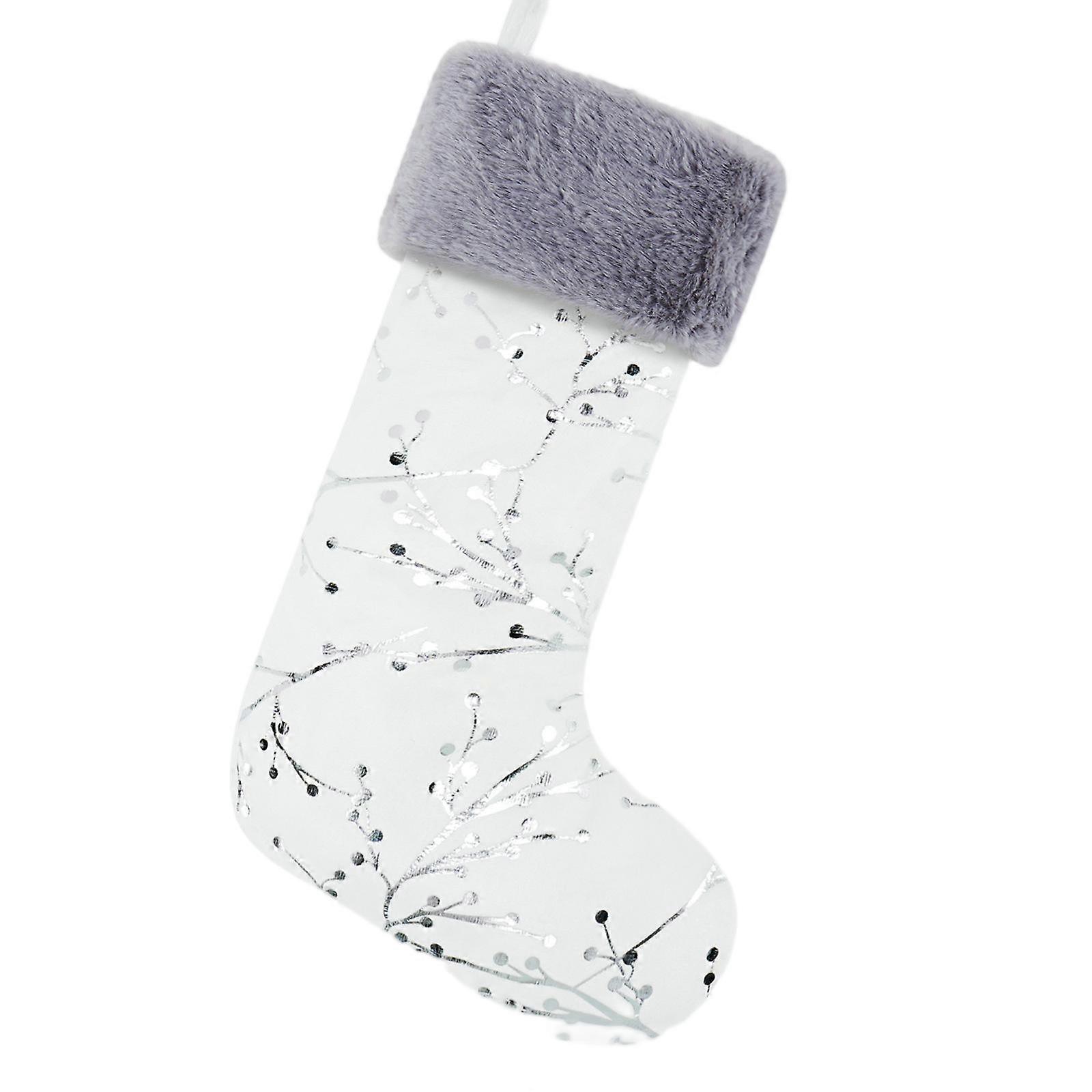 Christmas stocking, 18 inches, long plush snowflake design, suitable for a wide range of scenarios