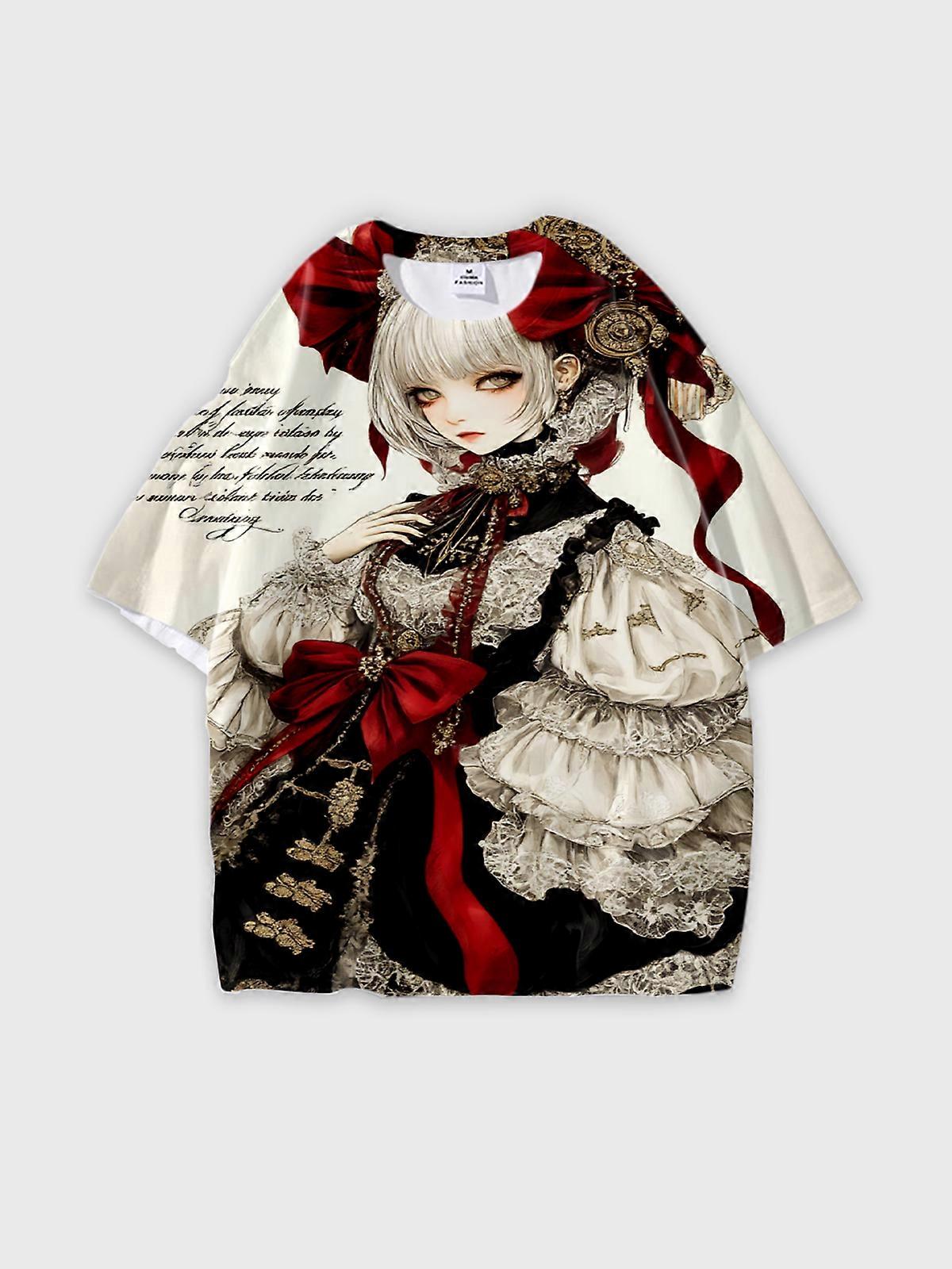 T-Shirt Short Sleeve Round Neck, Summer Casual Loose Graphic Tee, Unisex Pattern V2493