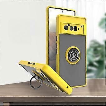 For Google Pixel 6 Cover, Ring Stand Bracket 15ft Drop Test Shockproof Cover for Pixel 6 Yellow