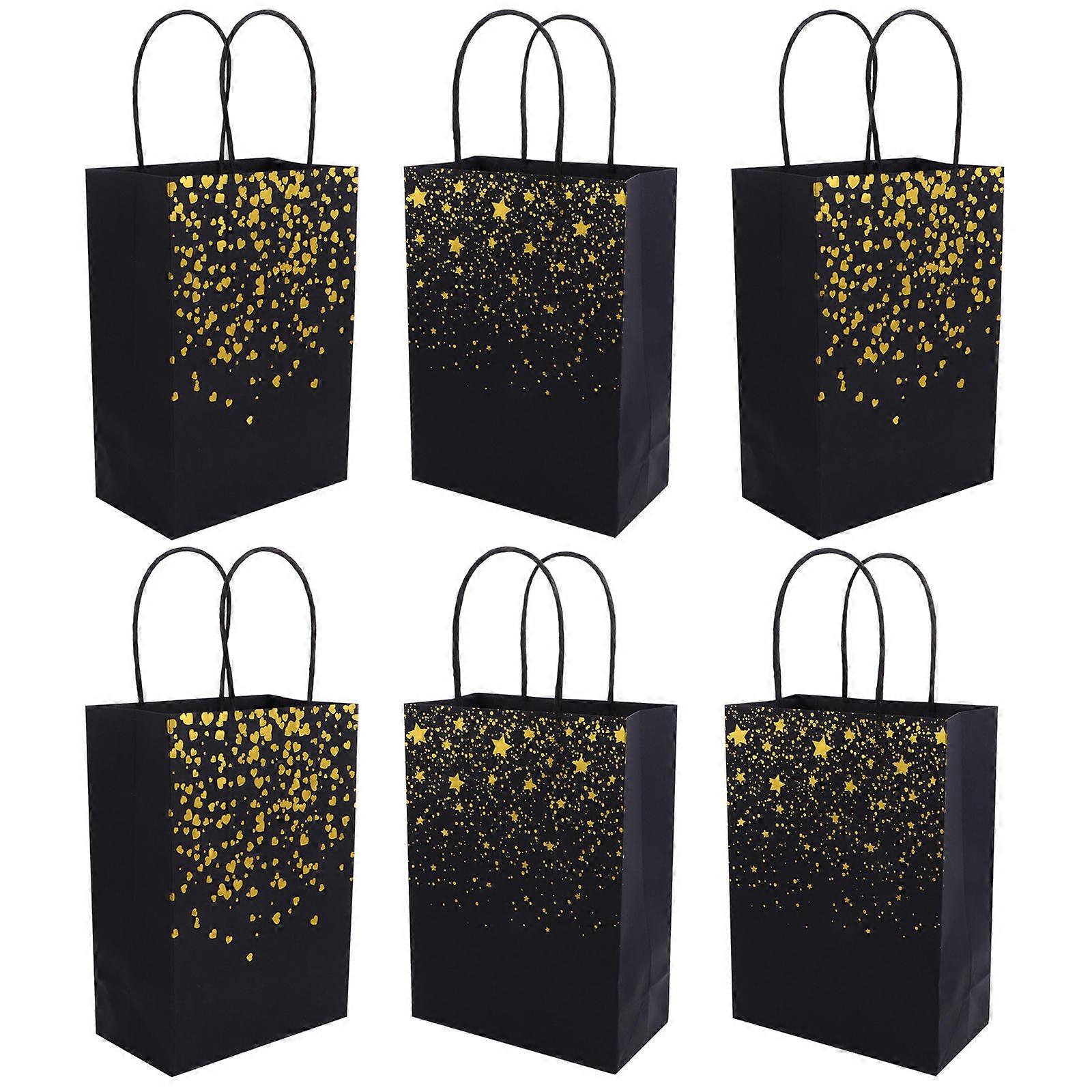 Black Paper Candy Bags with Handle for Storage Simple Design 12pcs