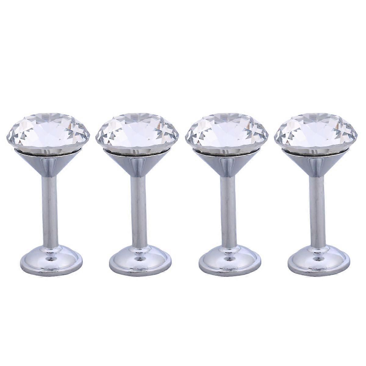 4pcs Diamond Hooks Creative Simple Wall Mounted Hanger Hooks for Coat Hat Clothes (40mm, Silver)