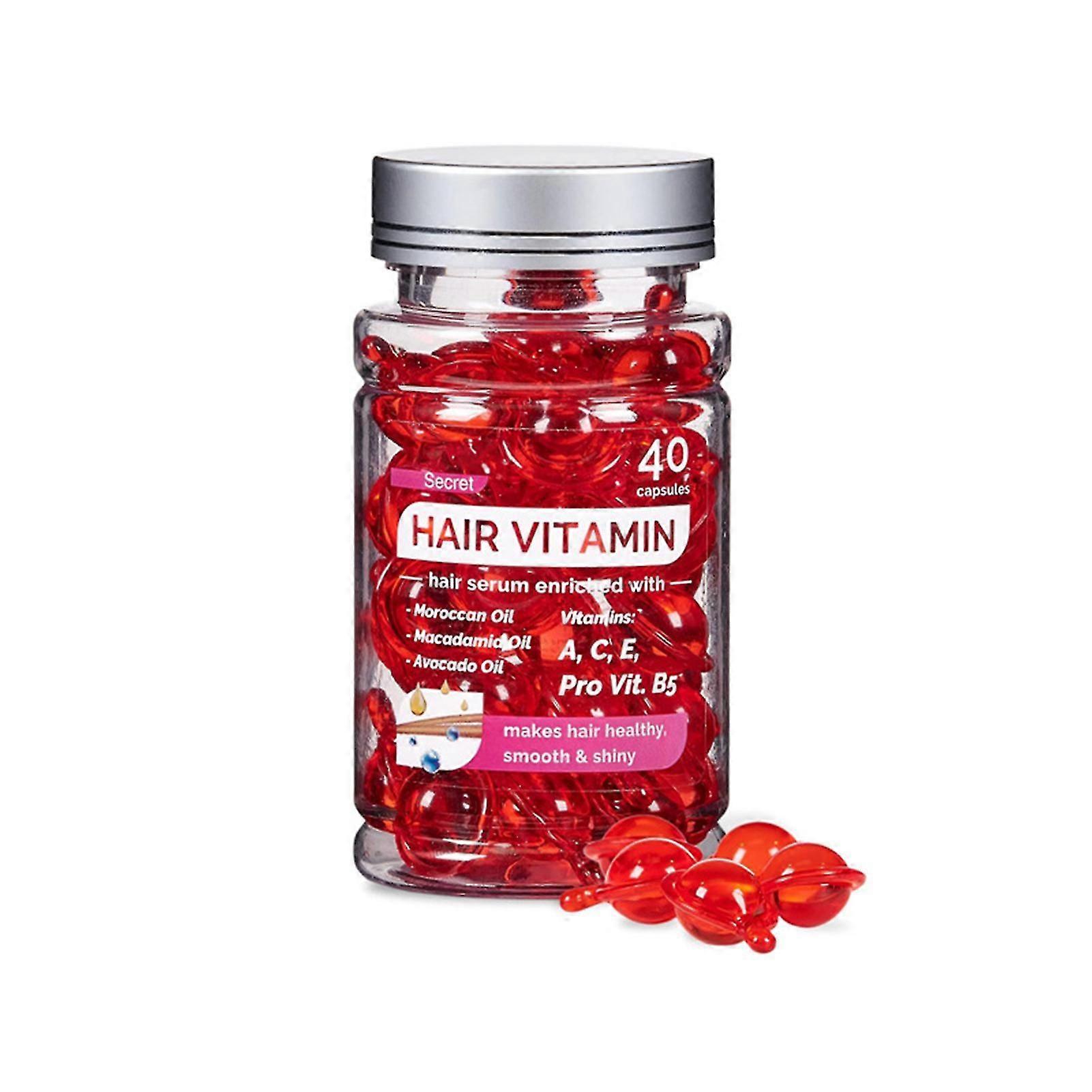 Hair Serum Capsules with Vitamins - Hair Serum for Frizzy and Damaged Hair - Hair Oil with Argan and Avocado Oils