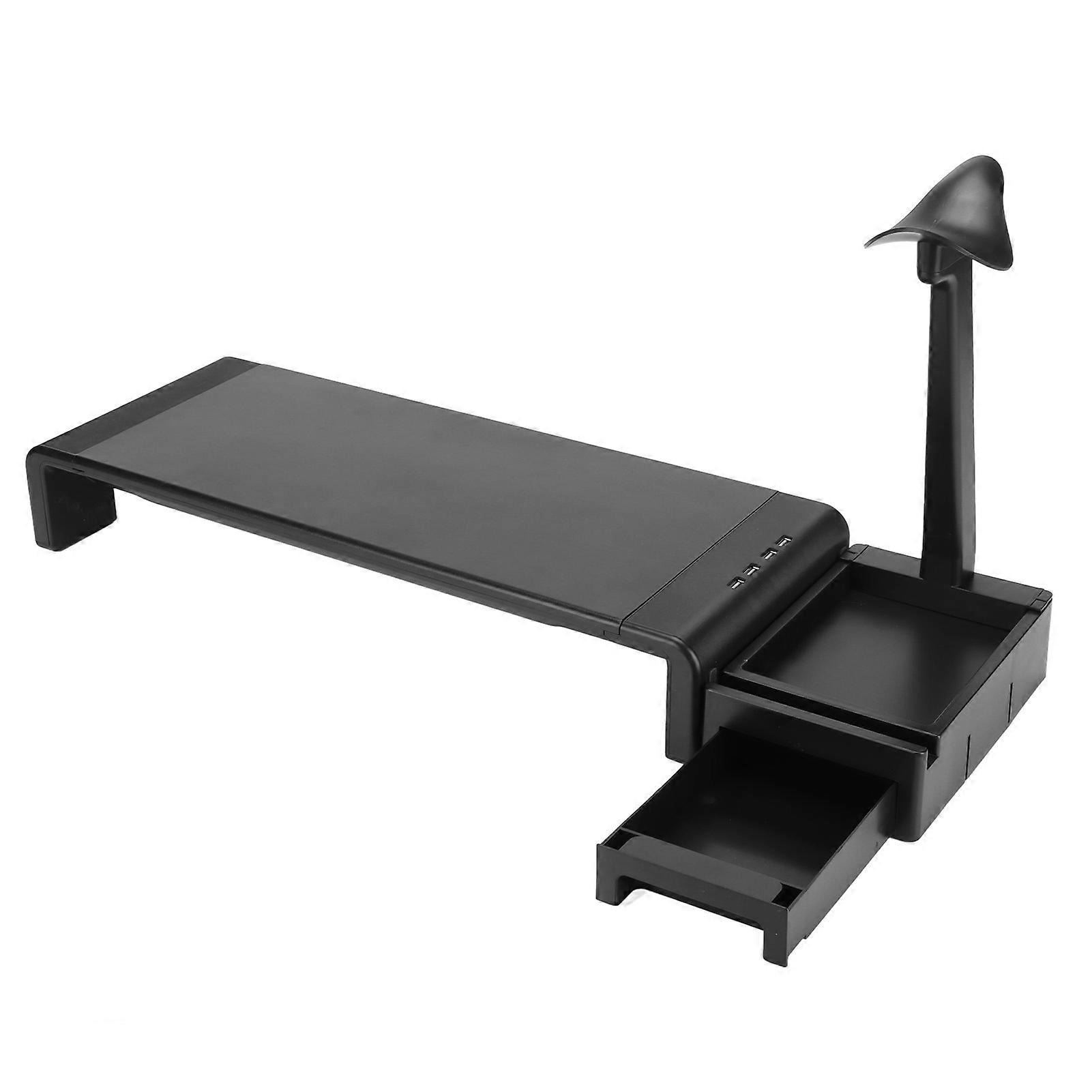 Black Computer Monitor Riser Stand with 4 USB Port Robust 3 Size Adjustment Desktop Monitor Stand for Office 