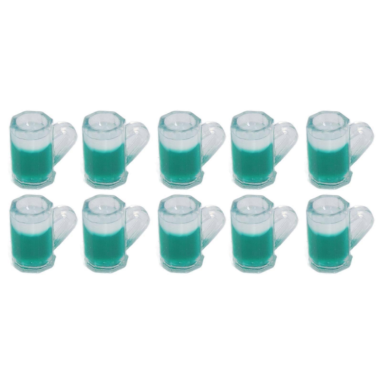 10pcs Green Dollhouse Beer Mug Model Miniature Plastic Cups