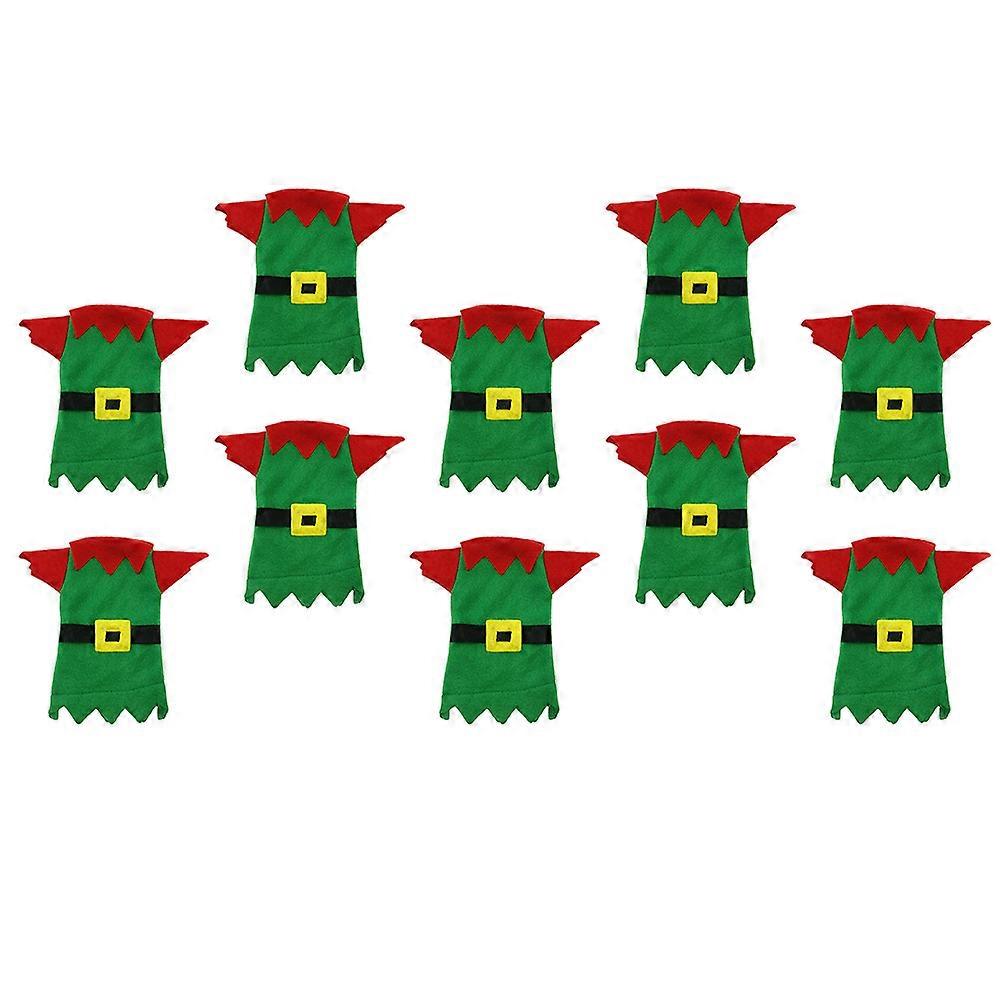 Christmas Tableware Bags in Green Nonwoven Fabric for Storage Use Compact and Portable 1 Set 10 Pcs