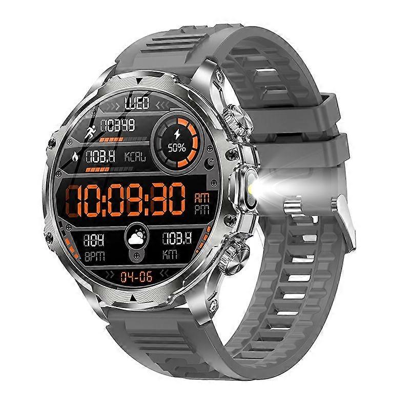 Smartwatch AK75 Flashlight Chronus Bluetooth Calling Long Battery Life Outdoor Chronus with Sleep Tracking (Silver)