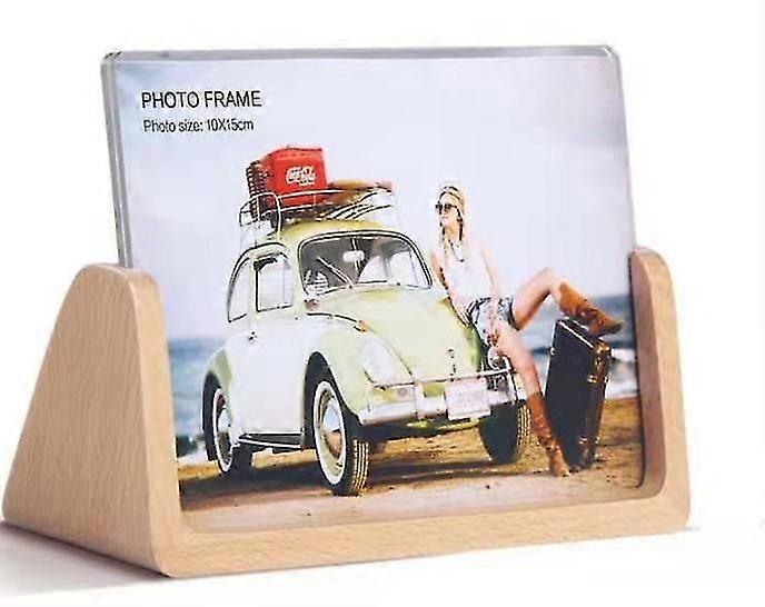 Photo Frame - Rustic wooden photo frame with walnut base and HD glass cover for desktop or desktop computer