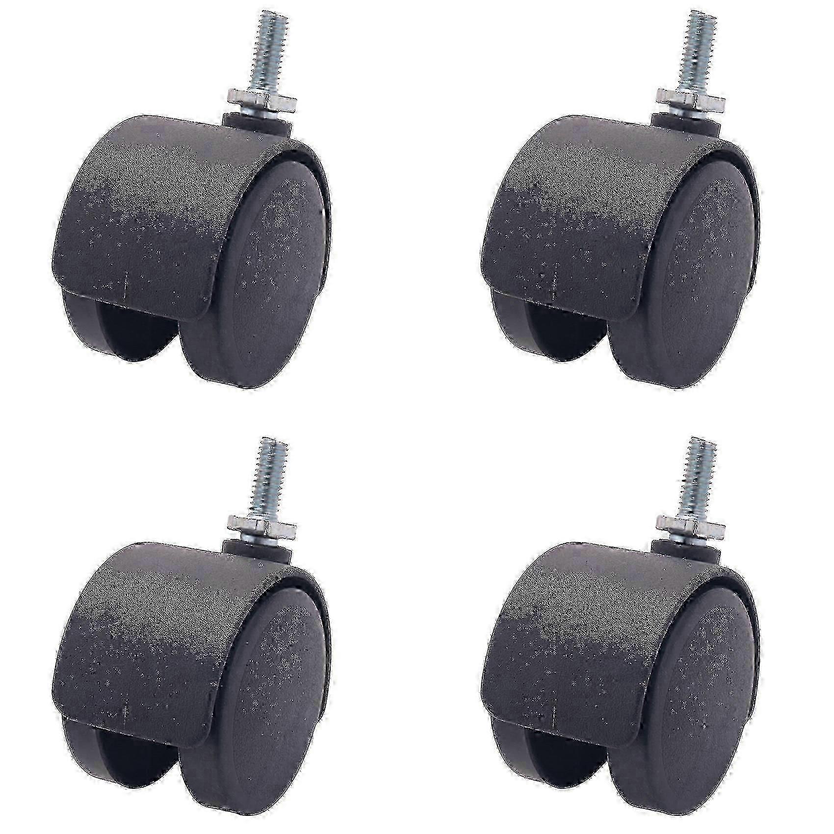 40mm Dual Wheel Rotatable Caster, 6mm Threaded, Black