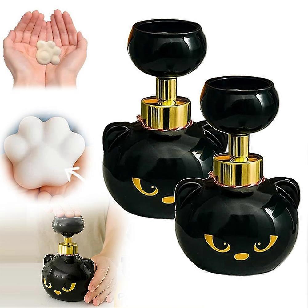 Cat Paw Soap Dispenser, Cute Halloween Black Cats Pawprint Soap, Magic Foaming Hand Wash Dispenser, Refillable Empty Foam Liquid Container