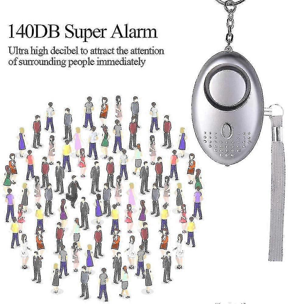 5 Pack 140db persoonlijke beveiliging alarm sleutelhanger met led licht, persoonlijk alarm