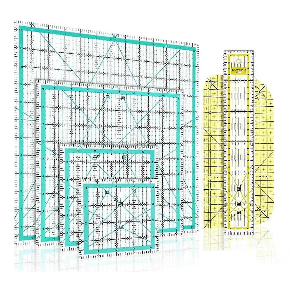 6 Piece Quilting Ruler Square Acrylic Quilting Ruler Fabric Cutting Ruler Clear Mark Acrylic Ruler