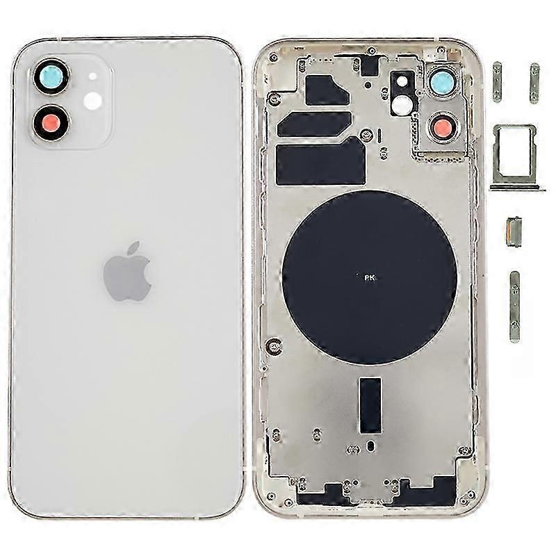 For iPhone 12 6.1 inch Back Battery Housing Cover+Middle Plate Frame+Side Buttons Replacement Part