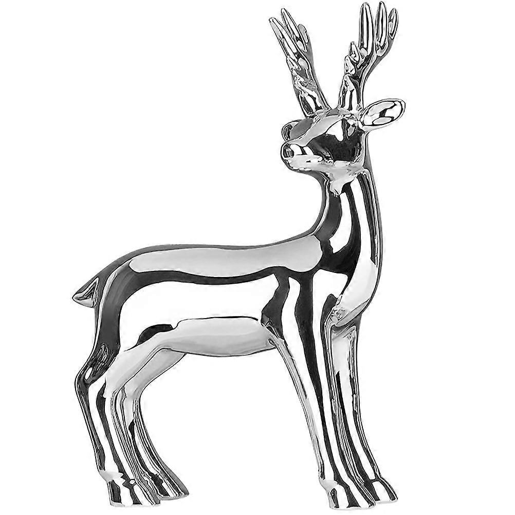 Ceramic Animal Decors Deer Shape Art Crafts for Decoration 3Pcs Silver