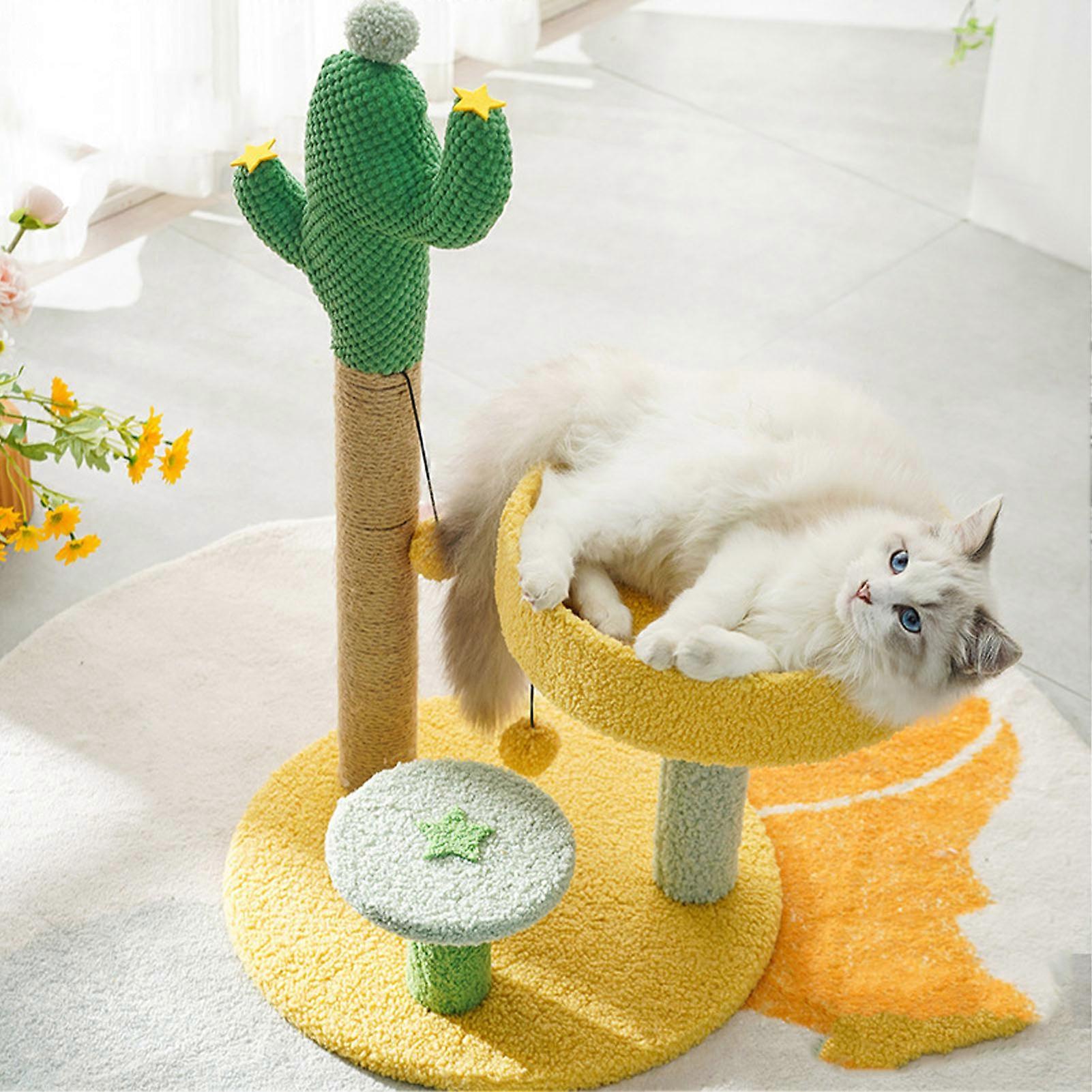 Cactus-Shaped Cat Tree with Sisal Scratching Post, Breathable Design