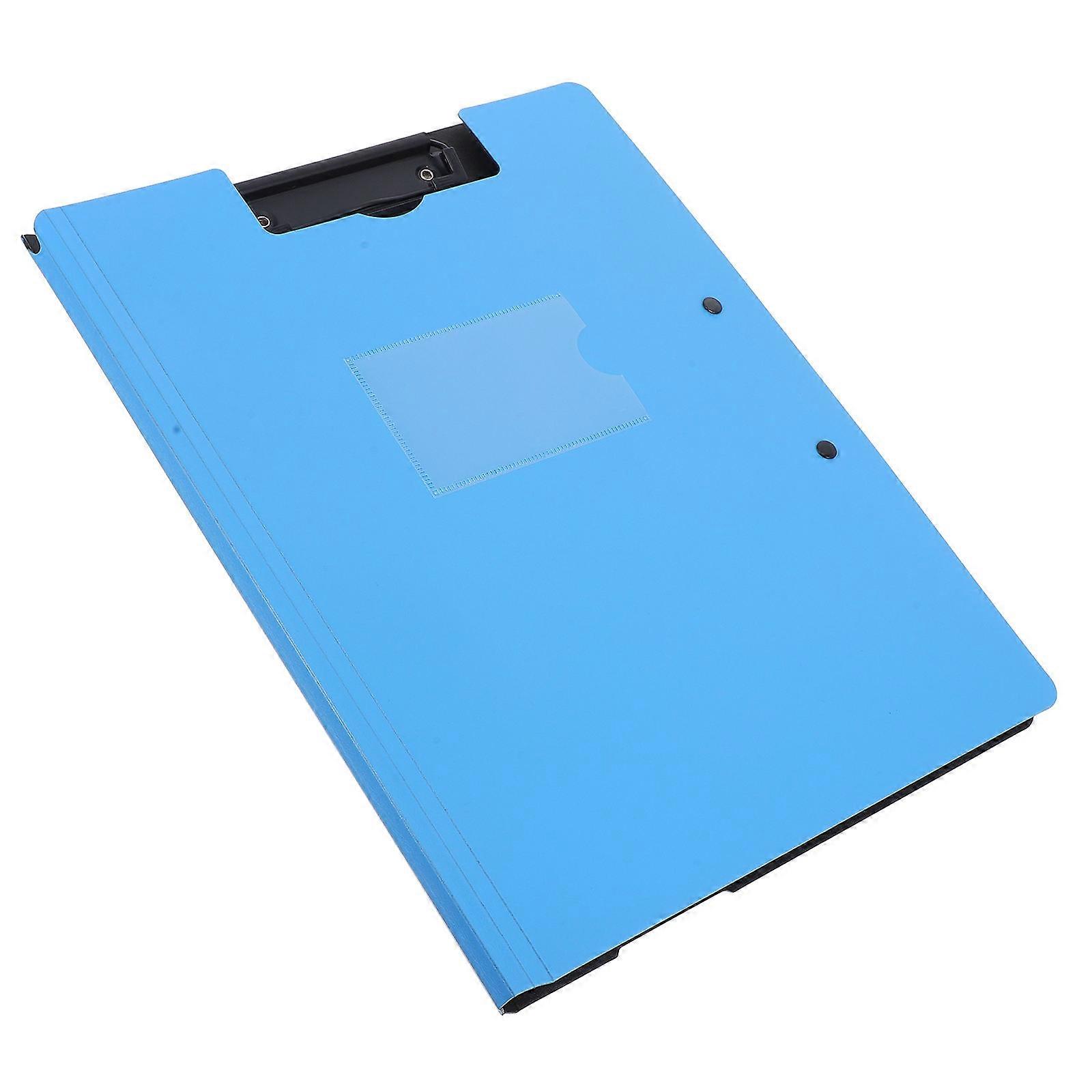 Foldable Clipboard Office Paper Holder with Double Clips Sky-Blue