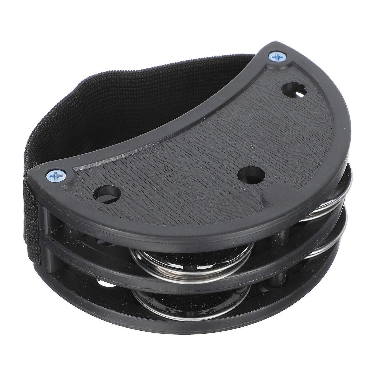 Jingle Foot Instrument Foot Tambourine Party Performance Abs and Metal Black with Adjustable Strap 1Set