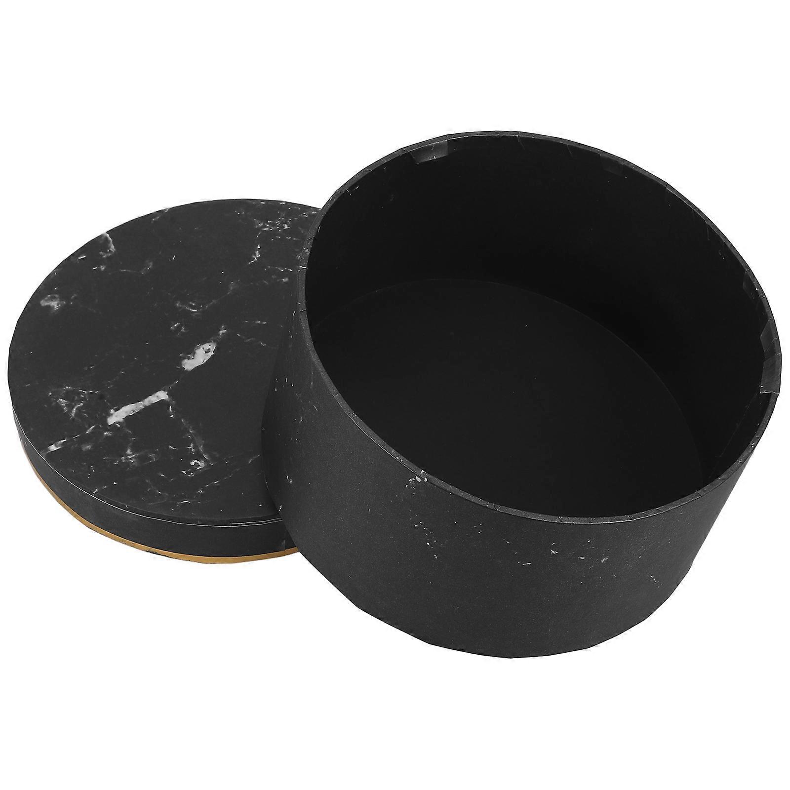 Small Decorative Storage Box Round Flower Box Black Paper for Office Decoration 1Pcs