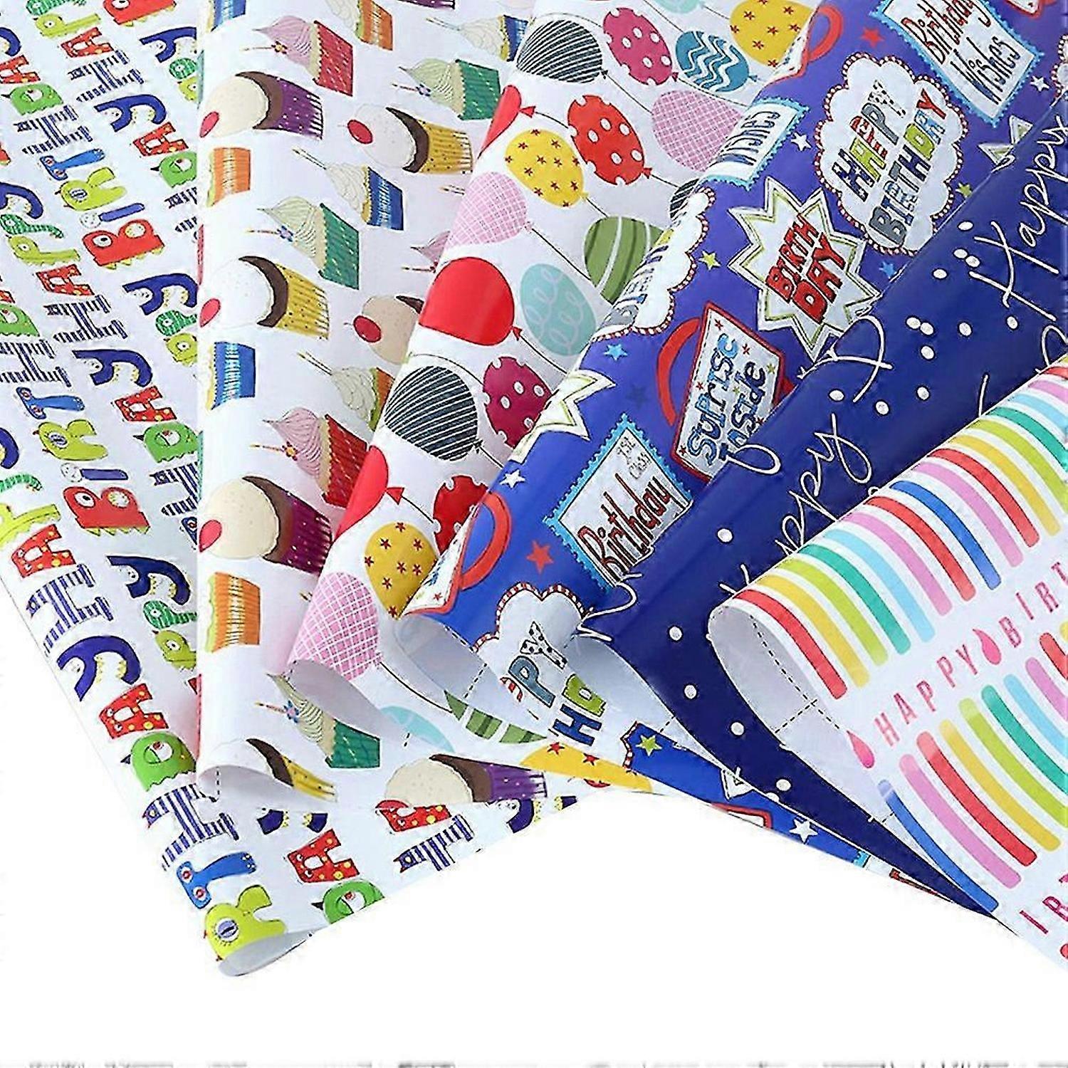 Wrapping Paper Sheets Set of 6 ,for Birthday Party Wrapping Paper Gift Wrap Papers,Present