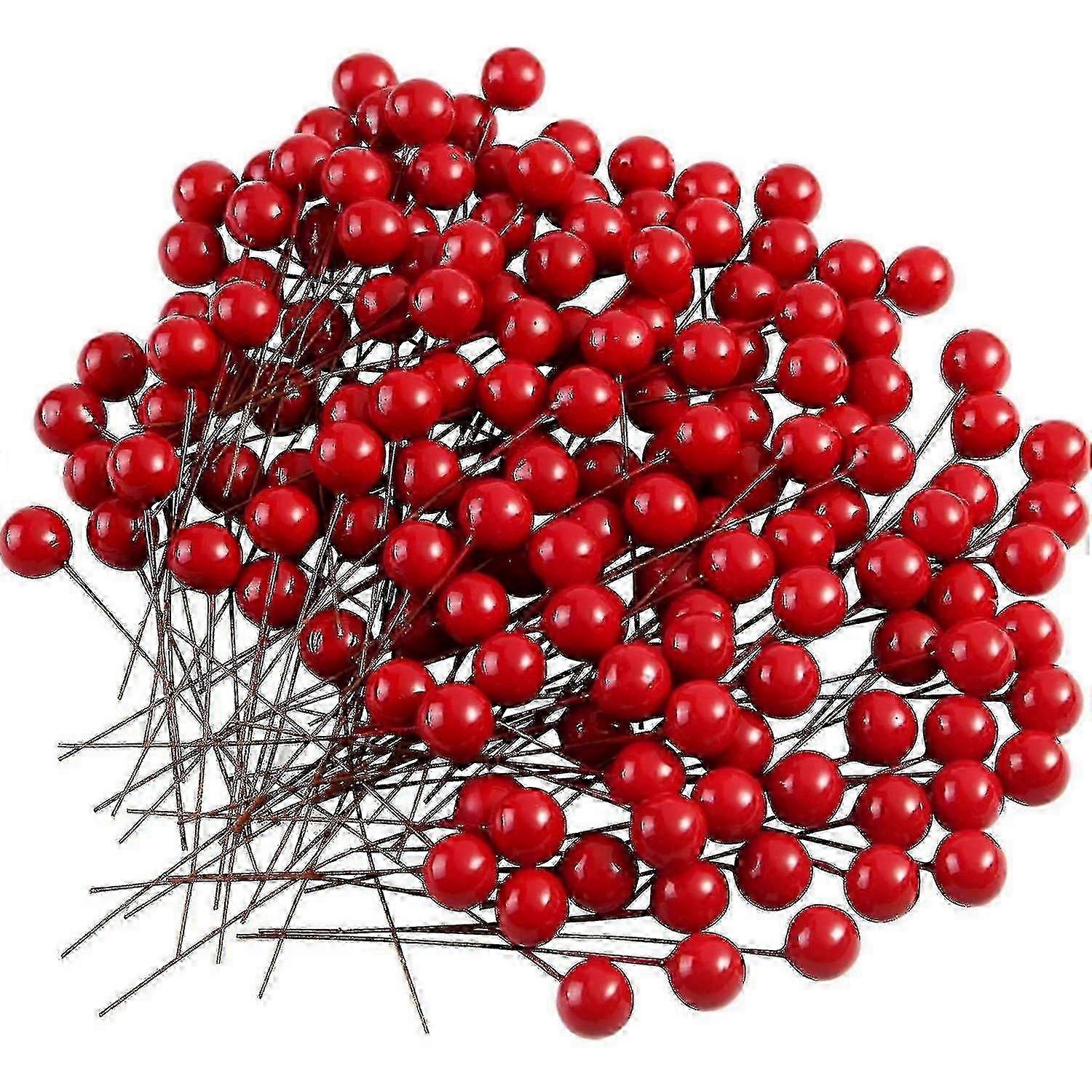 200 Pcs Red Holly Berries for DIY Christmas Wreath and Holiday Decorations