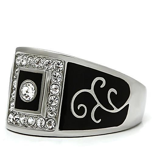 High polished (no plating) Stainless Steel Ring with Top Grade Crystal in Clear for Women Style TK492