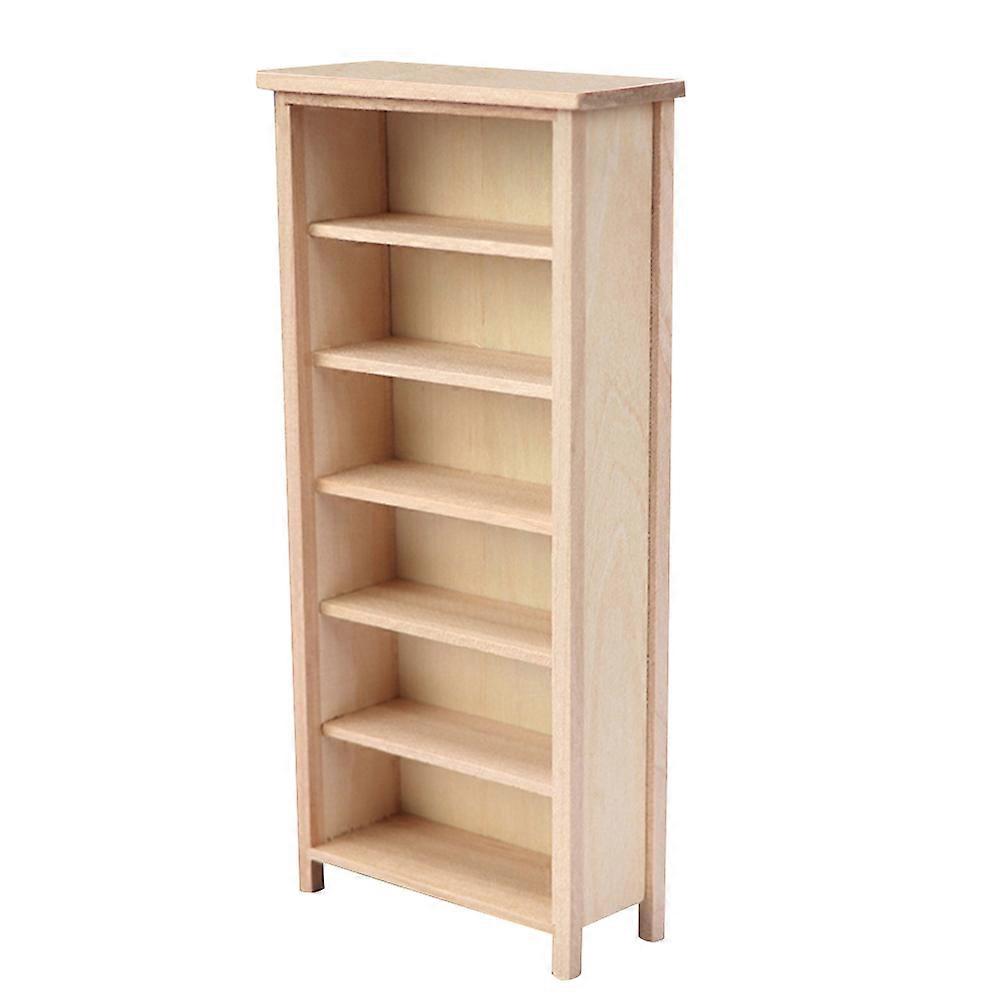 Mini House Bookshelf Wooden Vertical Bookcase for Decoration 2Pcs