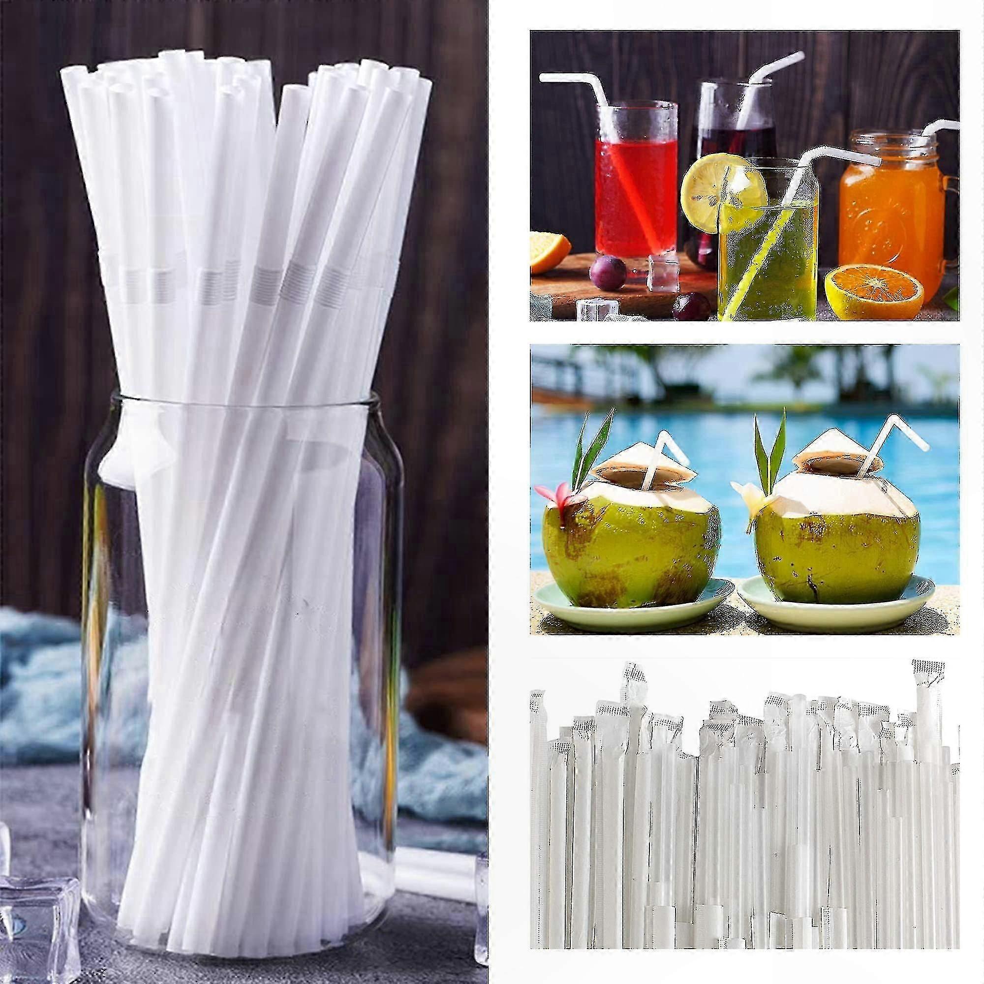 200 Pack Eco-Friendly Paper Straws, Individually Wrapped, Flexible & Reusable for Beverages