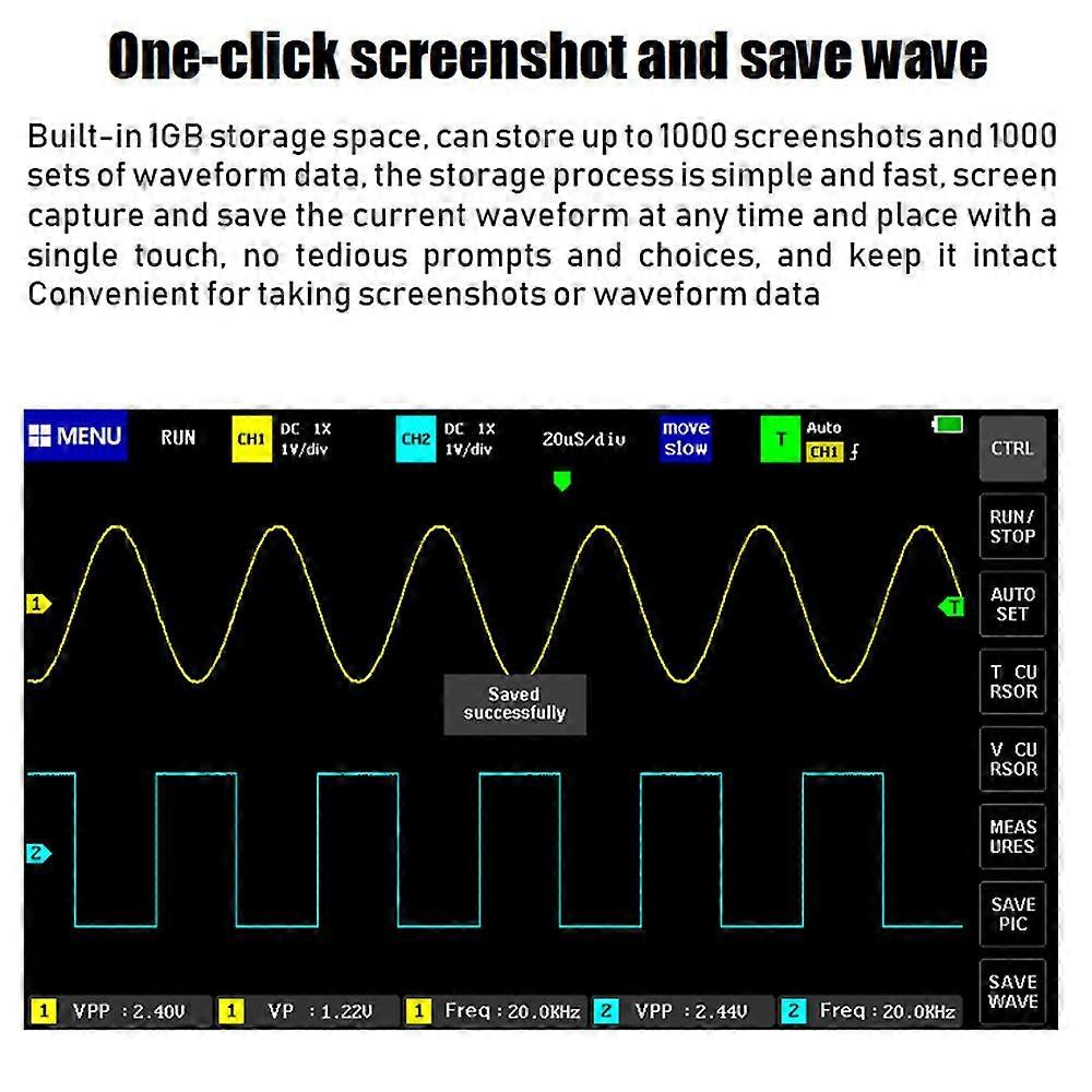 1013D 2 Channels 100MHz*2 Band Width 1GSa/s Sampling Rate Oscilloscope with 7 Inch Color TFT LCD Touching Screen
