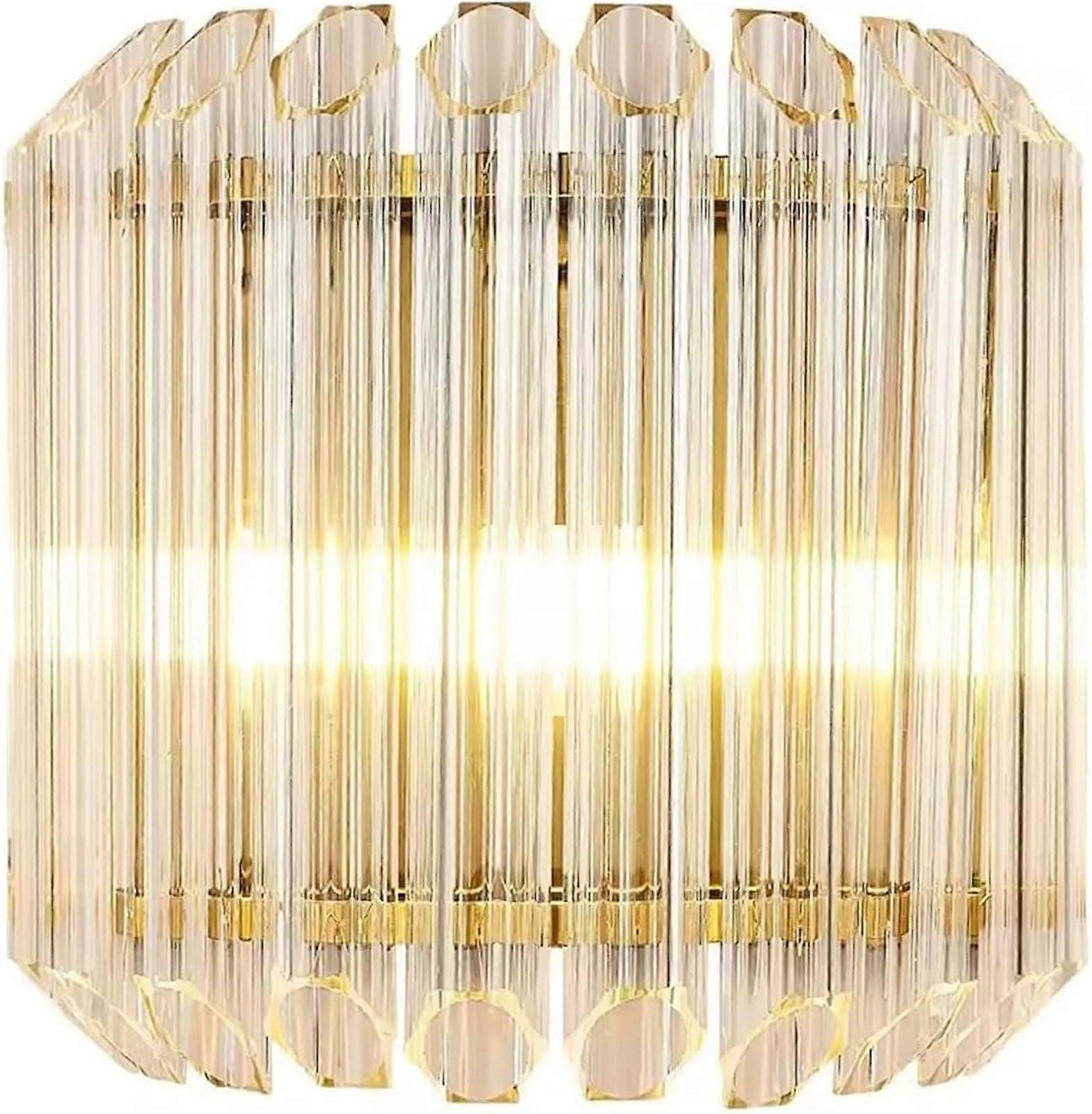 E14 Luxury Crystal Wall Lamps With Nordic Gold Finish, Crystal Wall Sconces For Living Room Foyer Bedroom Bedside
