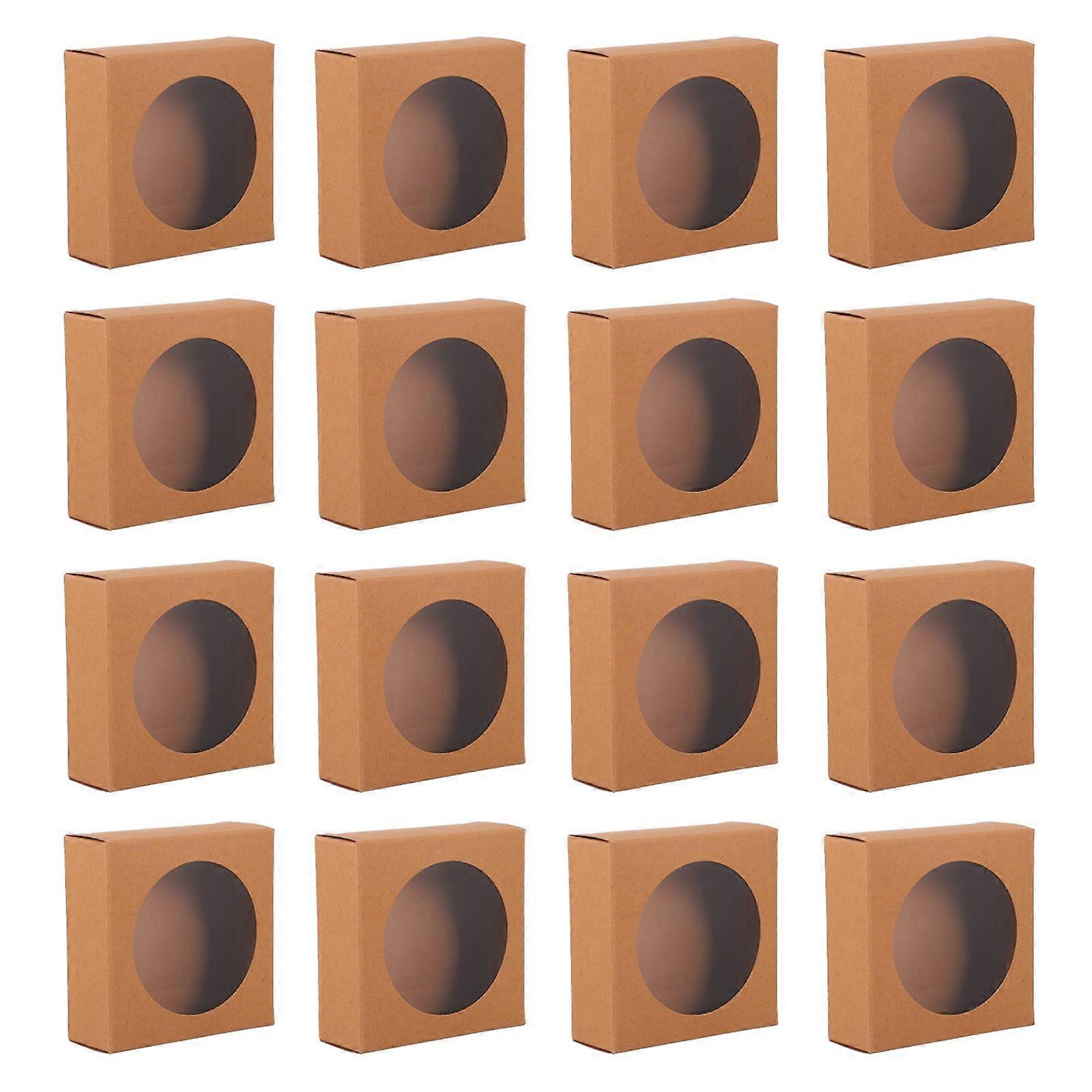 Cupcake Package Kraft Paper Box for Storage Use with 25Pcs Clear Window