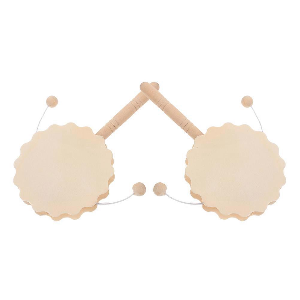 Wooden Rattle-Drum DIY Craft 8Pcs Hand-Painted Ornament for Kids