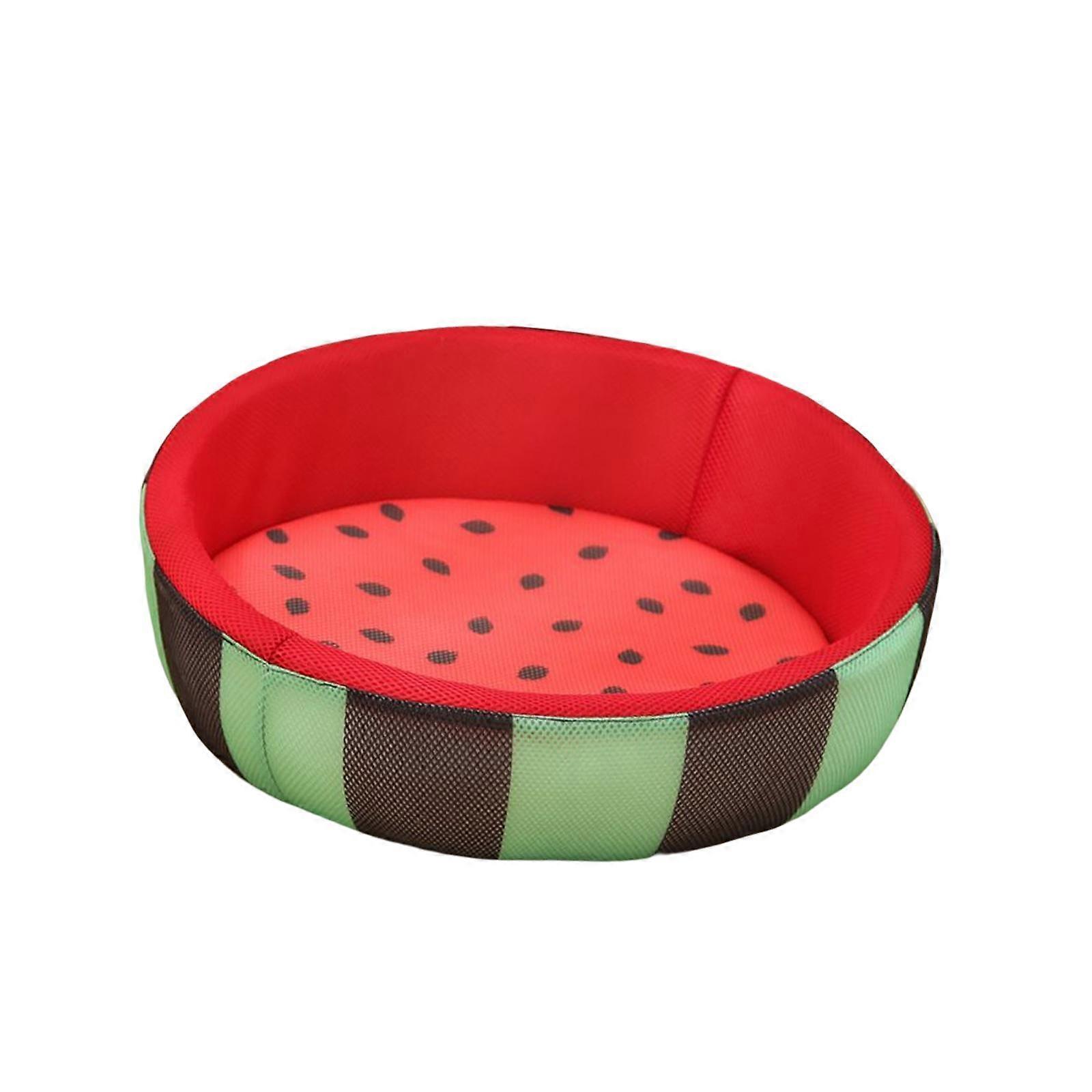 Lovely Watermelon Pattern Round Cooling Cat Dog Bed Pet Cushion Mesh Fabric Size M