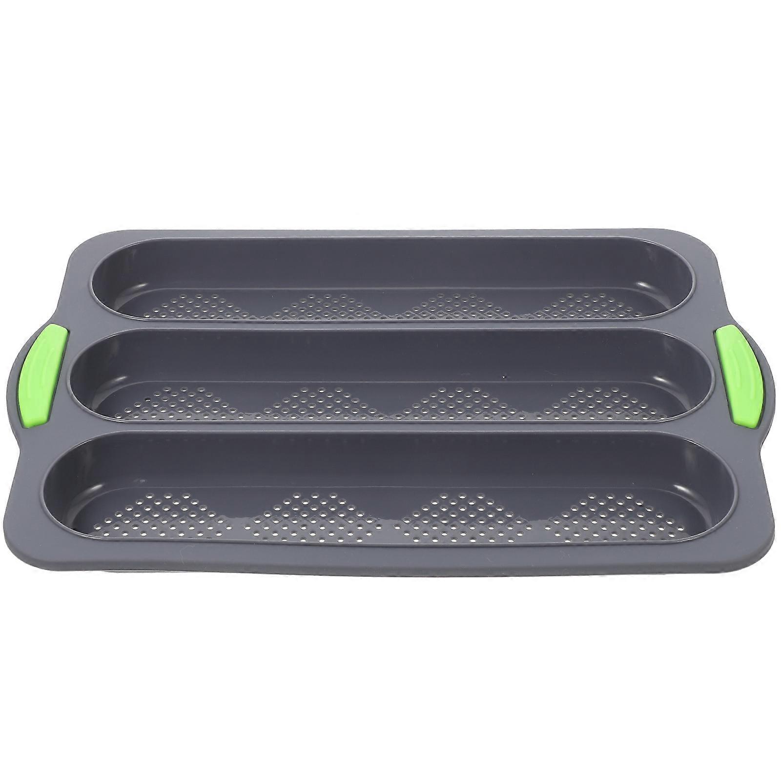 Non-Stick Three-Slots Baking Pan 4Pcs Silicone Mold Suitable For Home Kitchen And Professional Use With Quality