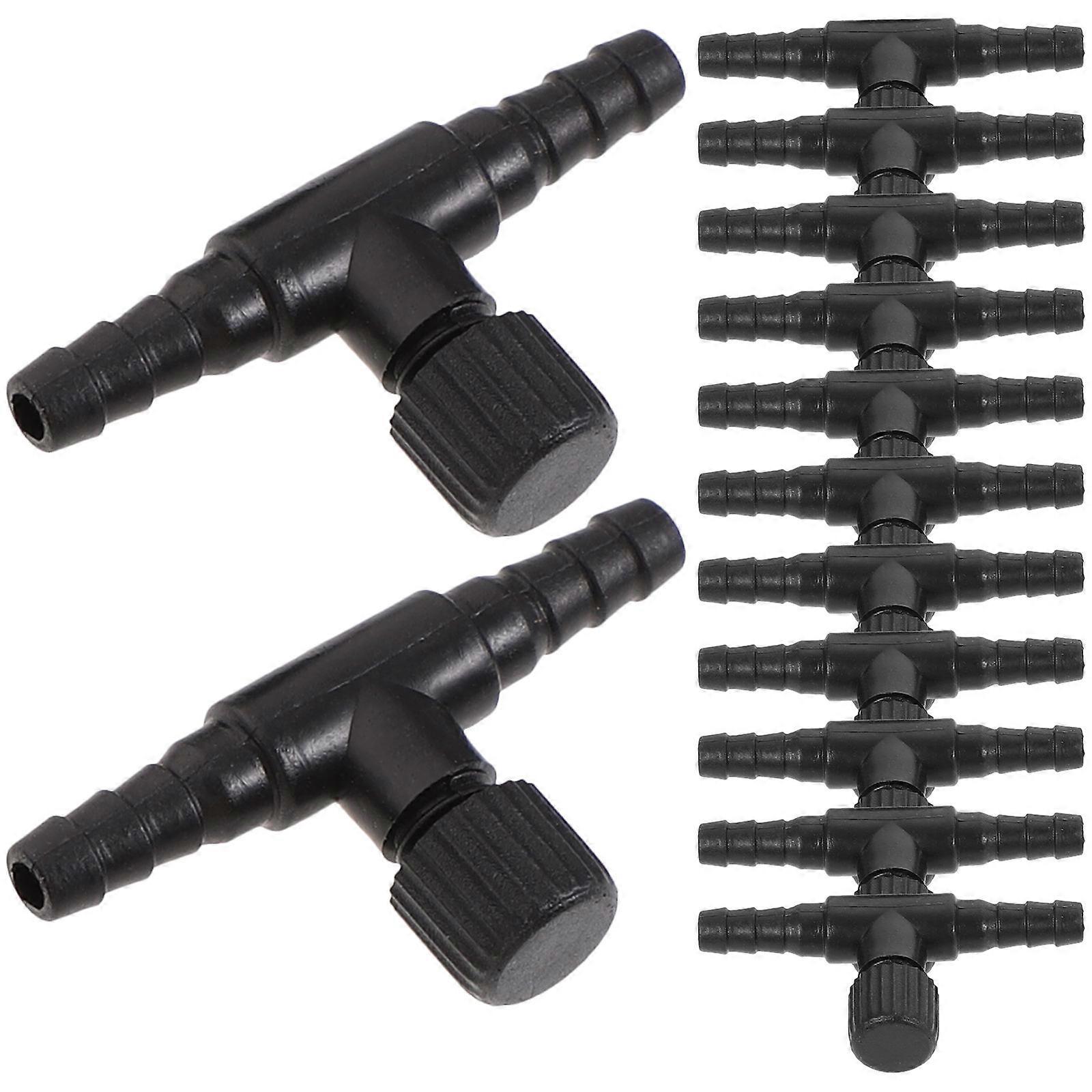 Compact Aquarium Valves 60 Pcs T-Shaped Air Inline Tubing Connector For Fish Keeping In Durable Black Suitable For Daily Use