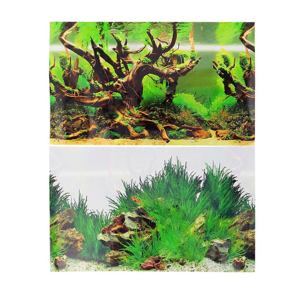 Fish Tank Background Sticker for Decoration 2Pcs Double-Sided Adhesive Wallpaper