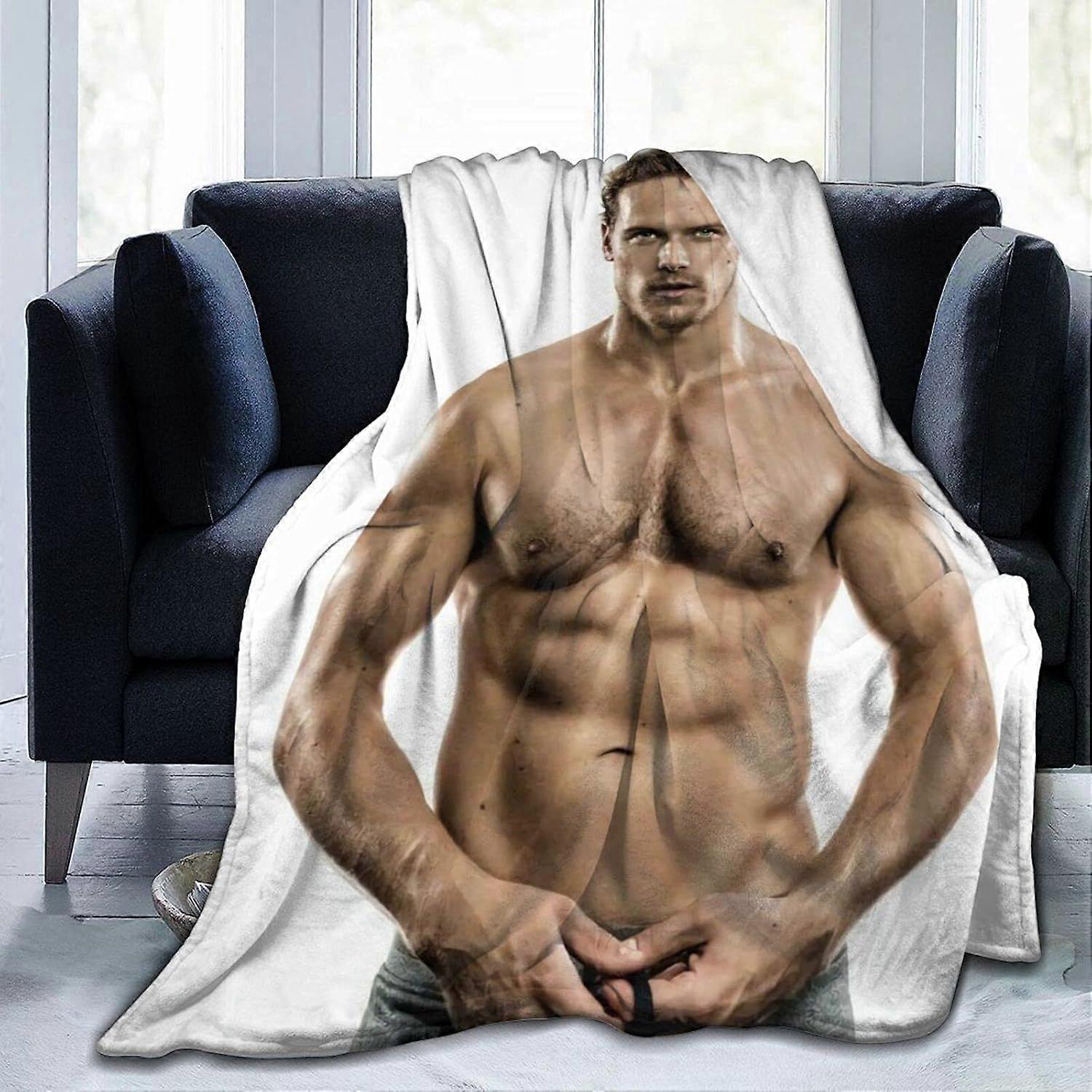 Sam Actor Heughan Blanket Throw Blankets Ultra Soft Flannel Lightweight Throws for Couch, Bed, Plush Fuzzy Microfiber Warm Thermal50x40, Black -ksxl56