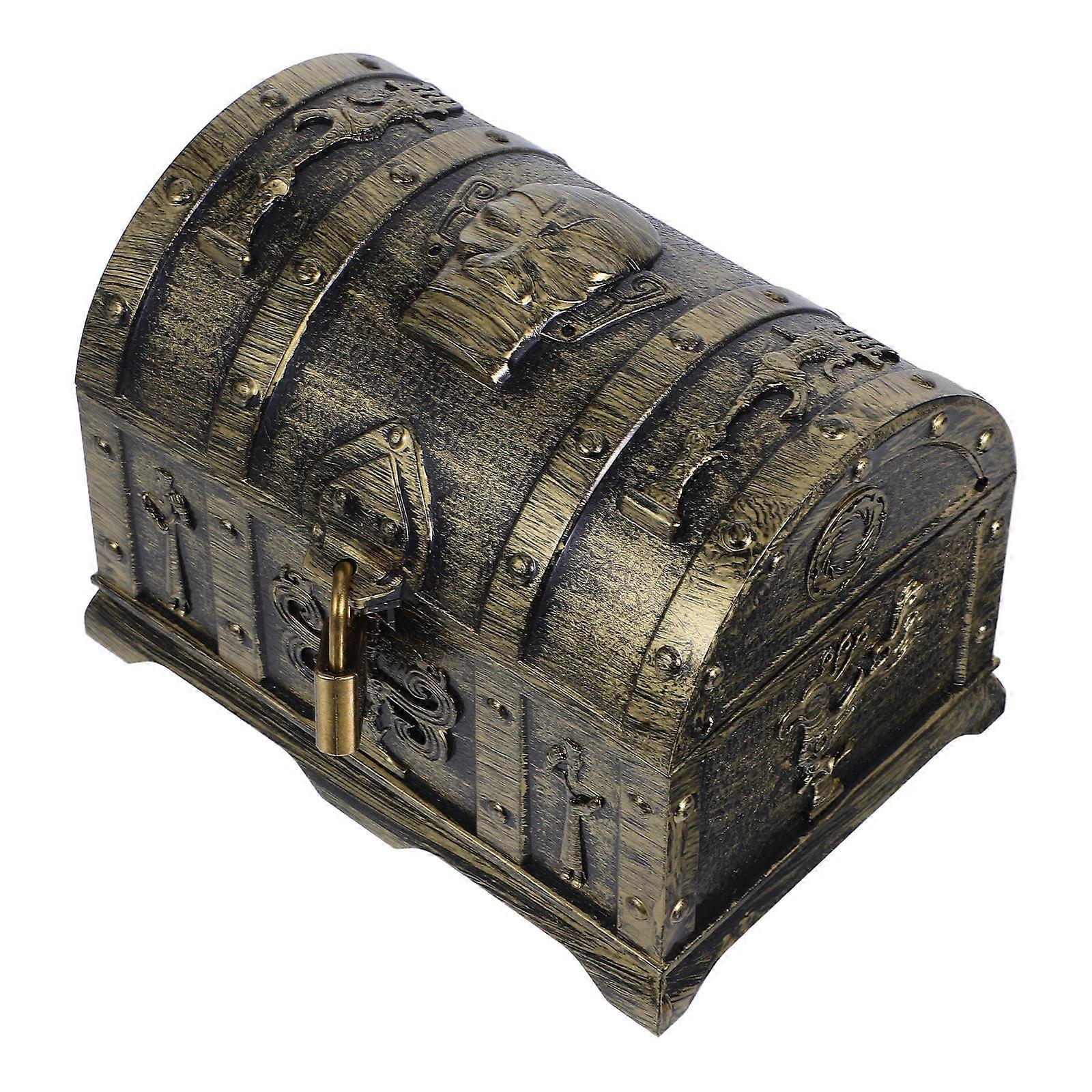 Pirate Treasure Chest 5Pcs Kids Storage Box For Adventurous Play And Home Organization Golden Rectangular Plastic Container