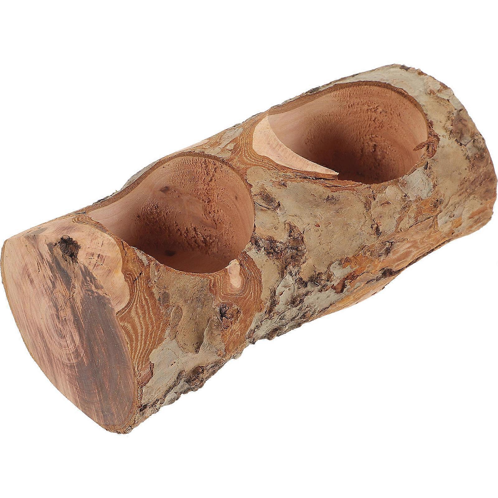 Feeding Dish 2Pcs Wooden Hamster Food Bowl For Indoor Use With Brown Color And Smooth Surface For Small Pets