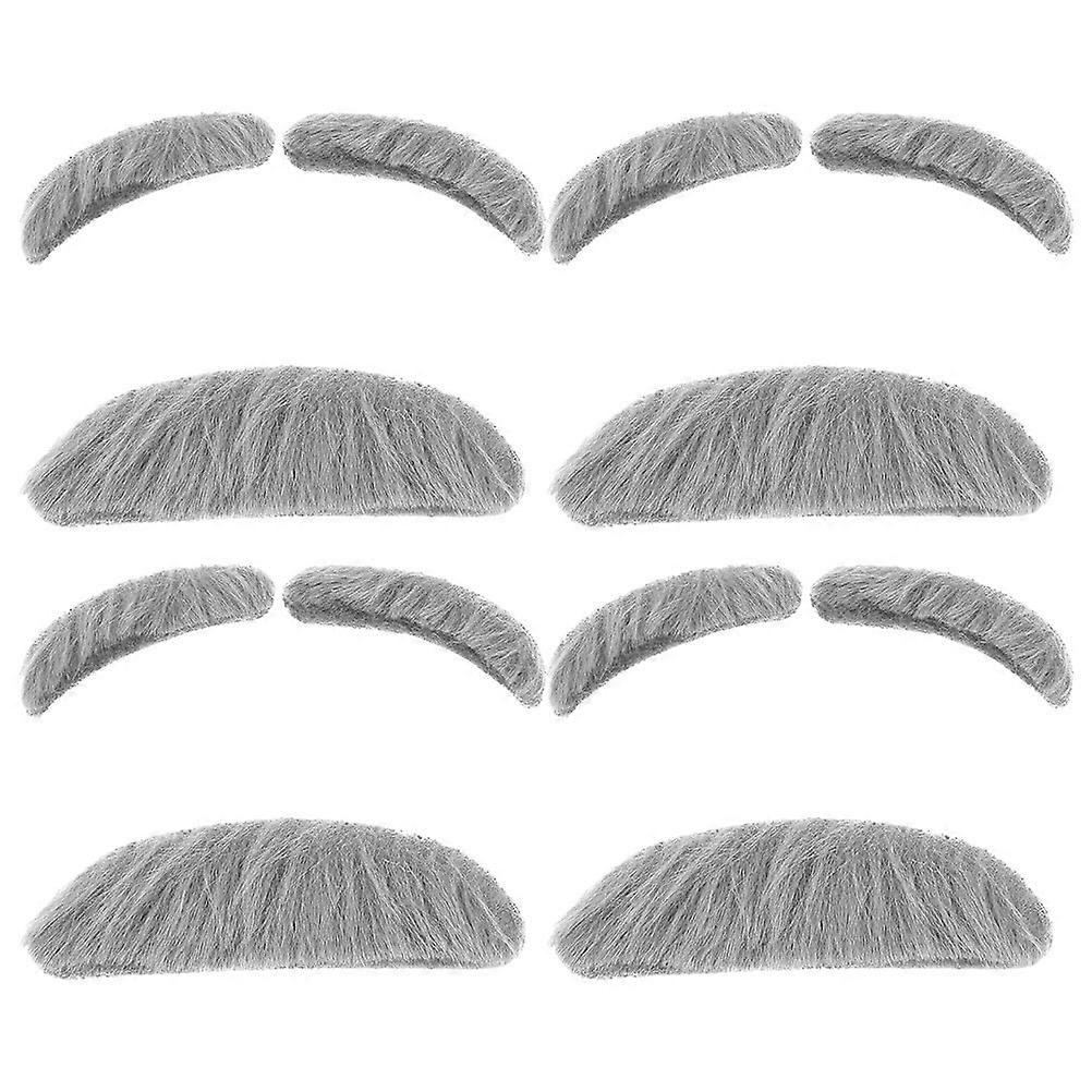 Old Man Fake Eyebrows And Fake Mustache Costume Makeup 20 Sets With Realistic Appearance For Theme Parties Easy To Stick And Remove