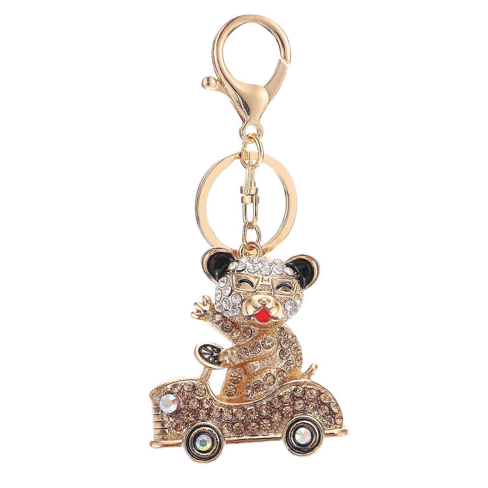 Golden Cartoon Bear Key Pendant for Decor Use Bear Keyring