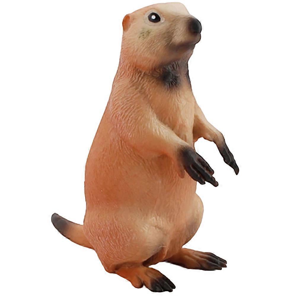 Brown Groundhog Figure for Desktop Decor 4Pcs Plastic Animal Statue
