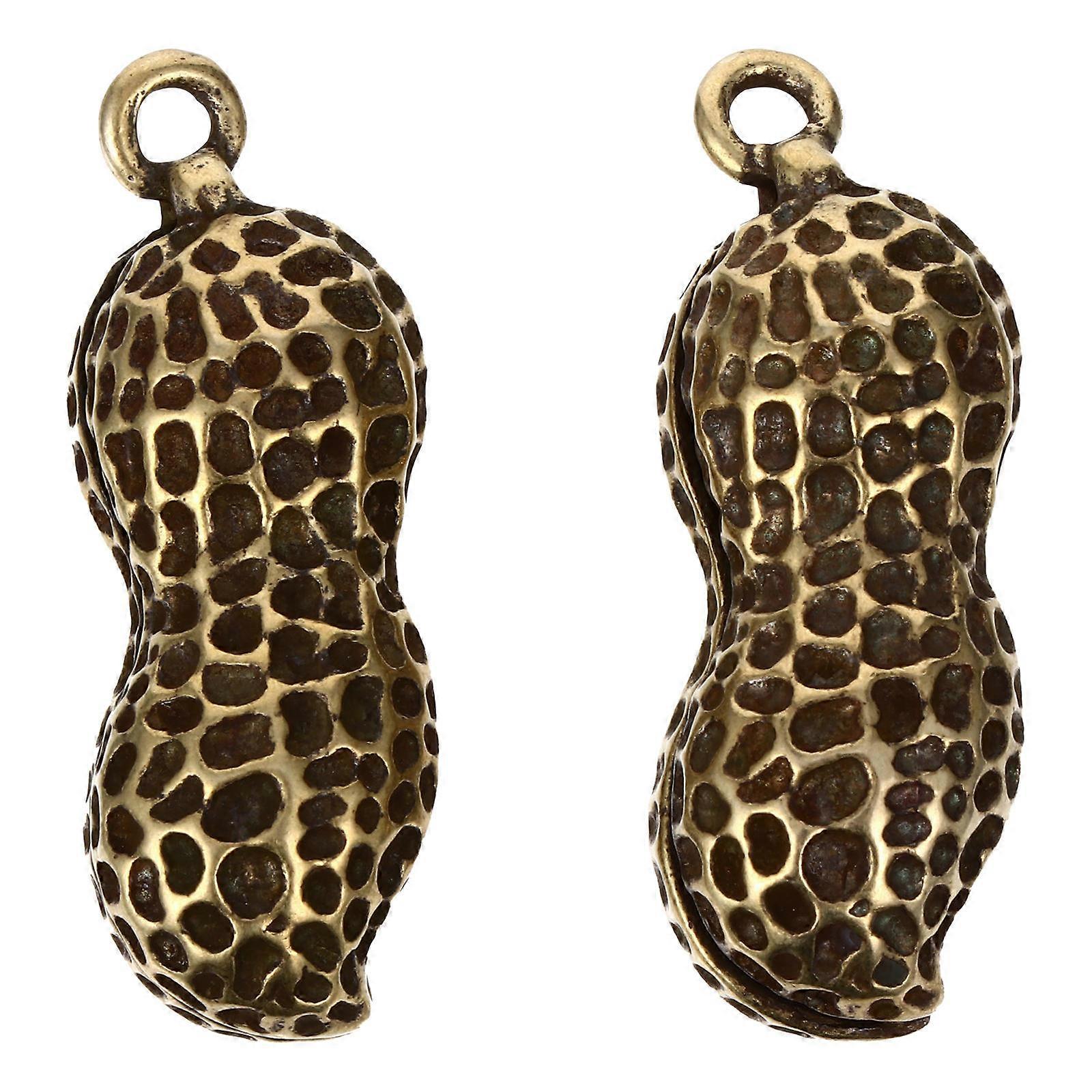 4Pcs Brass Golden Key Chain Pendant for Car Keychain Decorative Peanut Shape